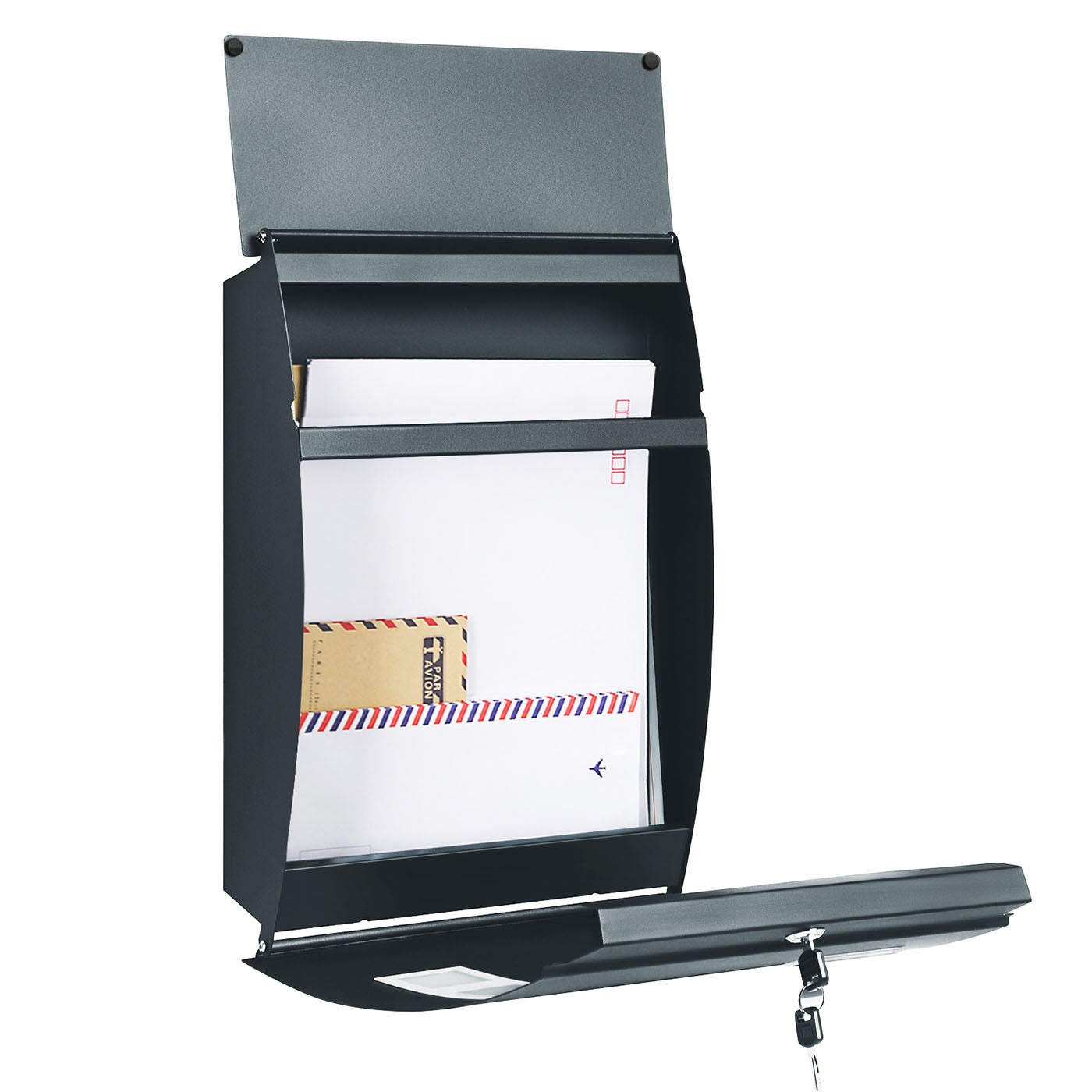 Wall-Mounted Mailbox - Metal - Anthracite Grey - Lockable with Viewing Window and Nameplate