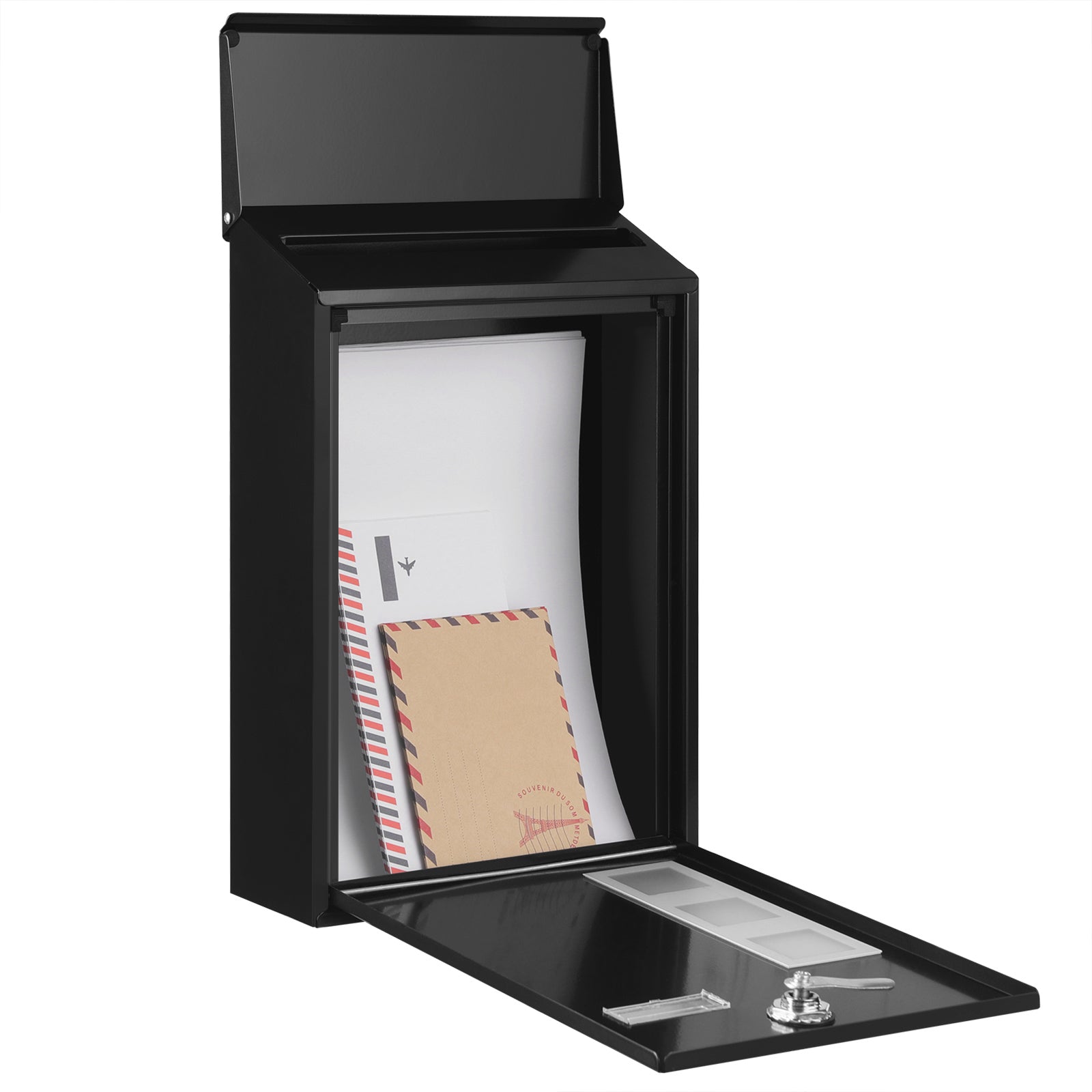 Wall-Mounted Post Letter Box - Copper Core - Black