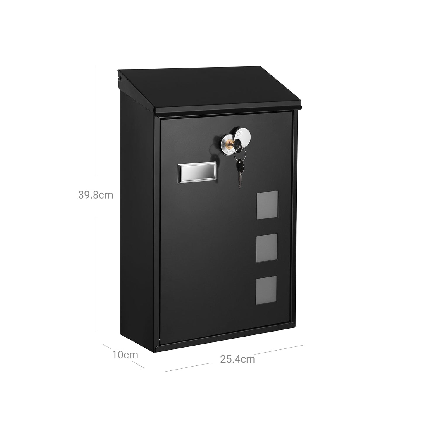 Wall-Mounted Post Letter Box - Copper Core - Black