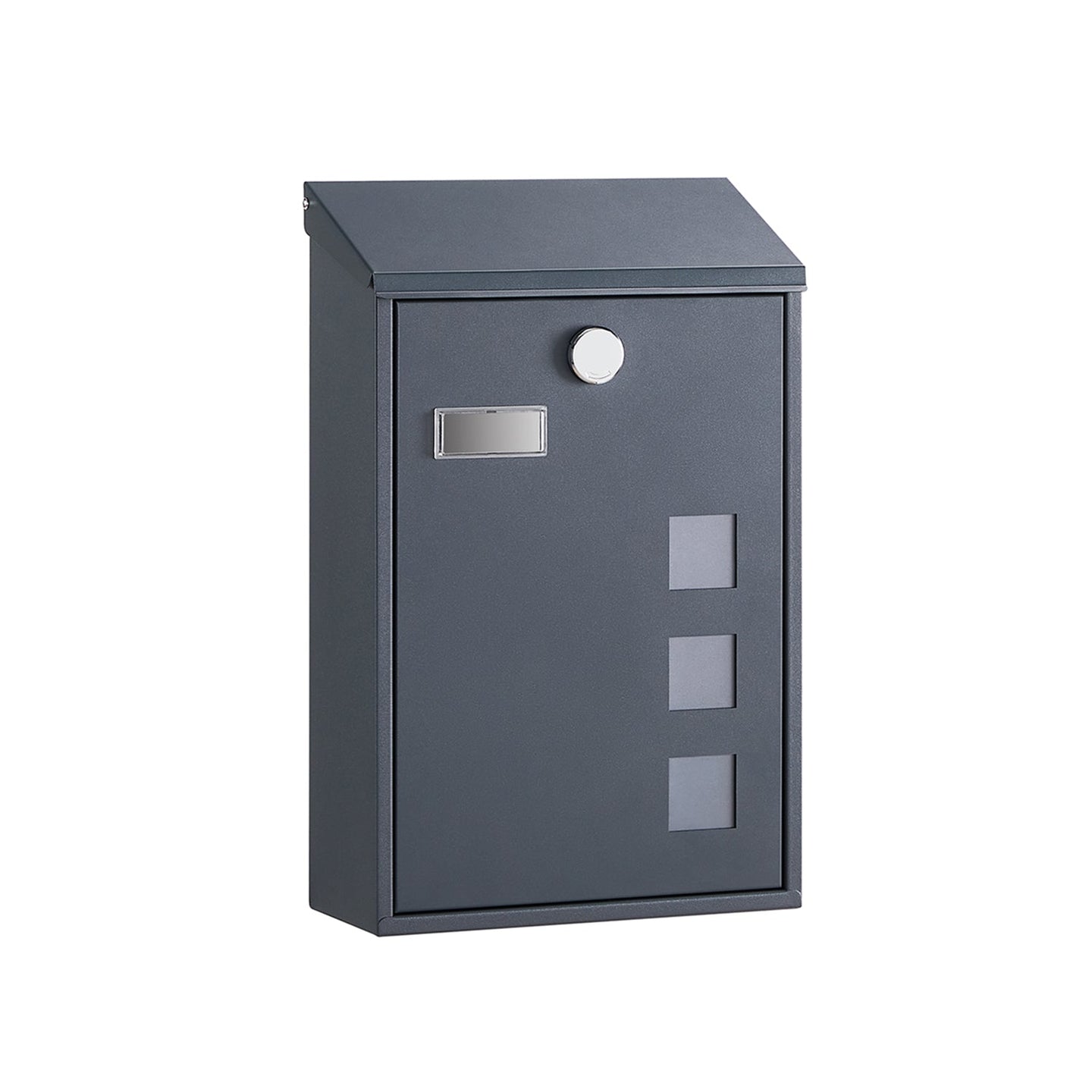 Wall Mounted Mailbox - Metal - Black - Copper Core with Swivel Cap and Viewing Windows