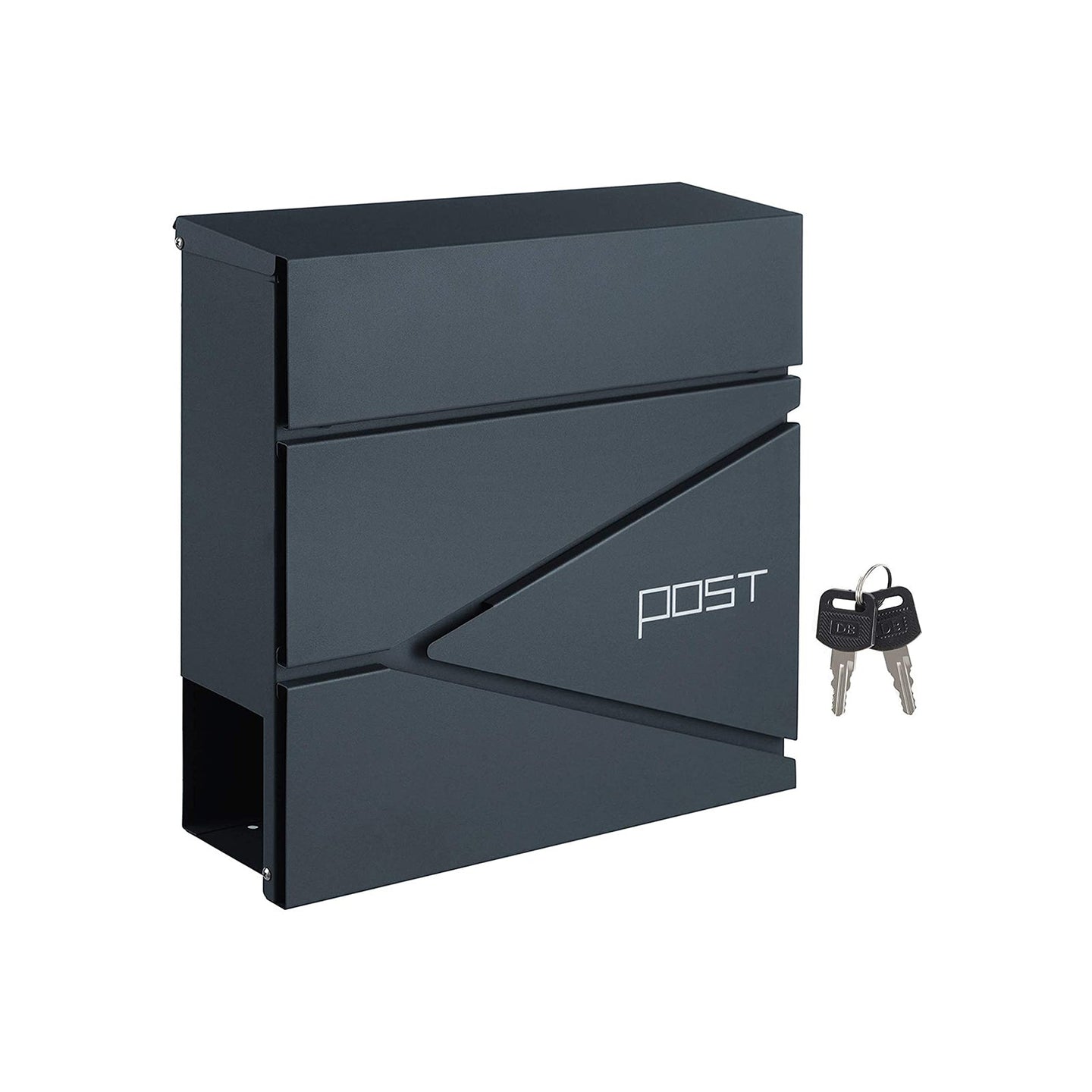 Lockable Wall-Mounted Mailbox - Steel - Anthracite Grey - Includes Newspaper Holder