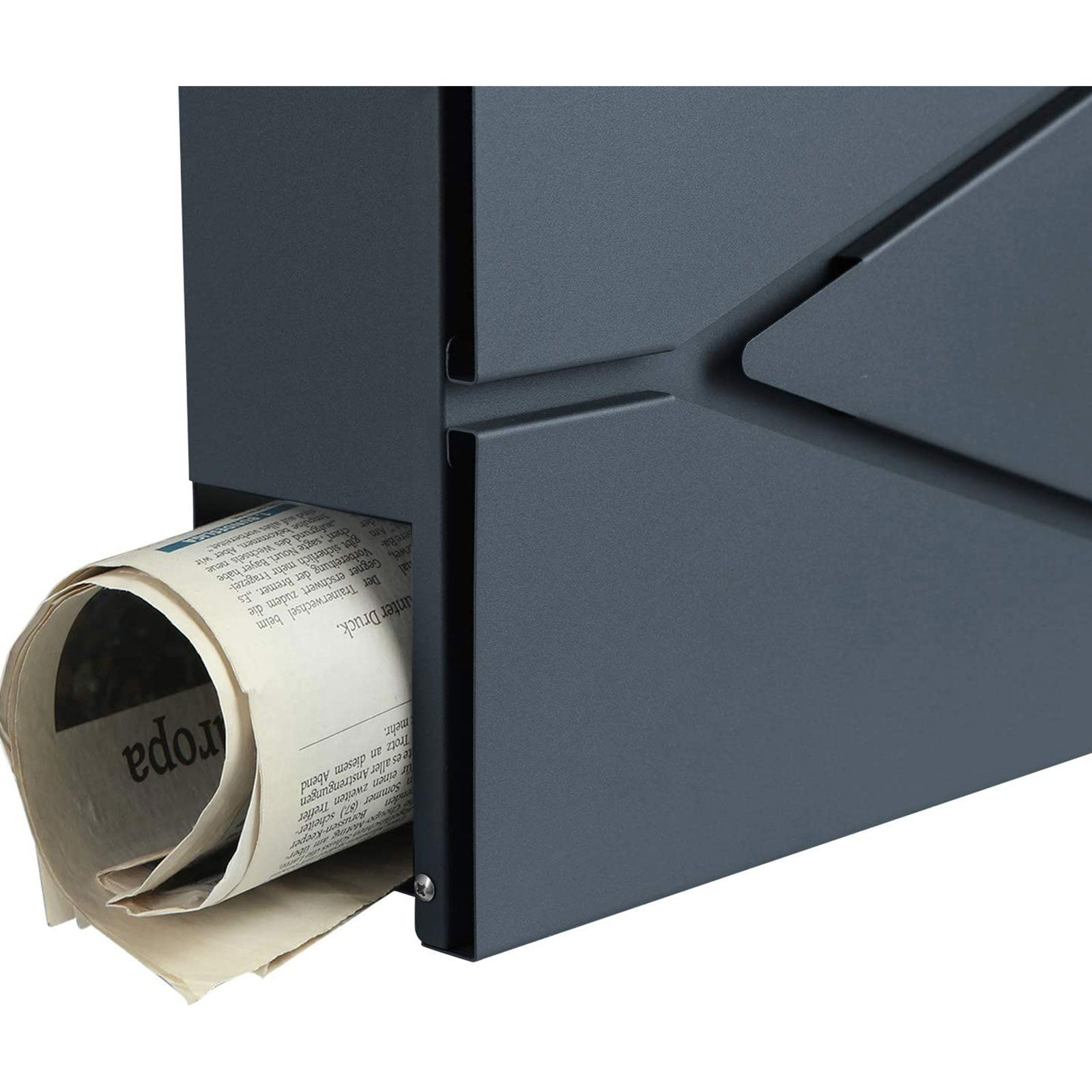 Lockable Wall-Mounted Mailbox - Steel - Anthracite Grey - Includes Newspaper Holder