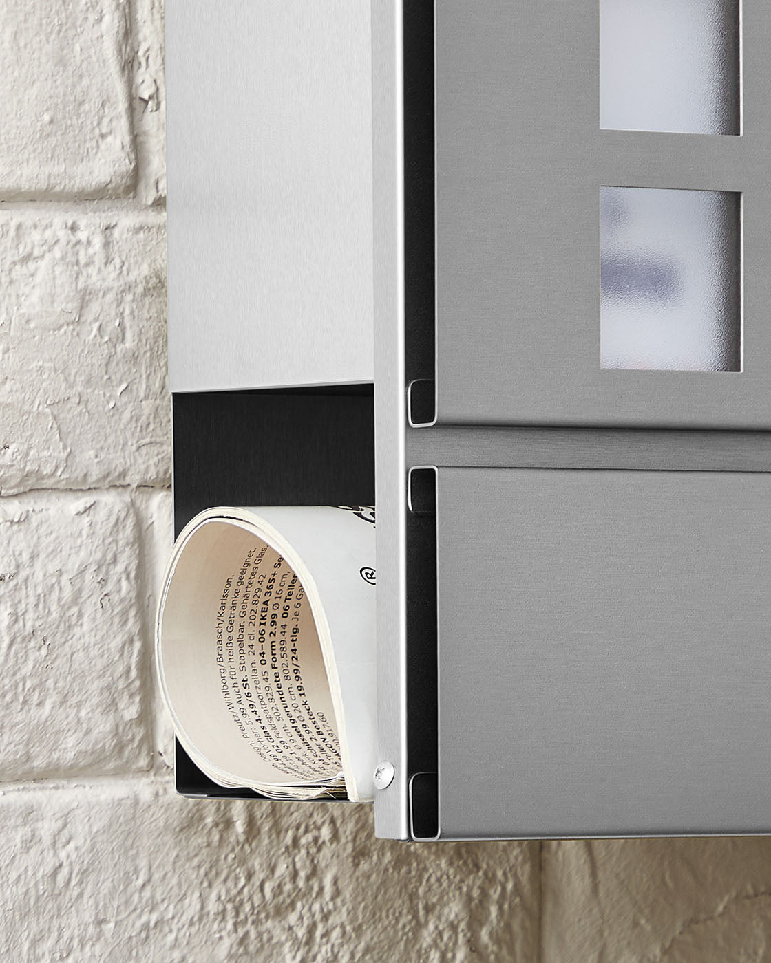 Wall-Mounted Mailbox - Stainless Steel - Black - Lockable with Newspaper Holder