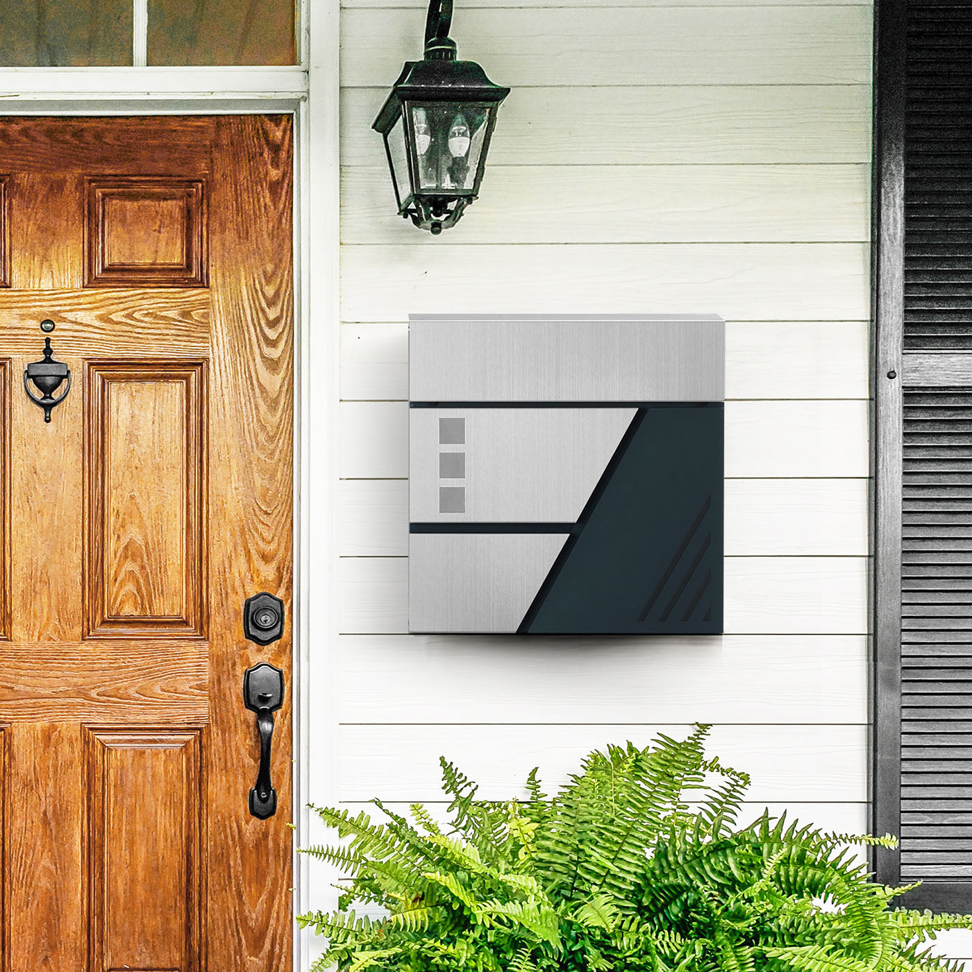 Large Wall-Mounted Locking Mailbox - Stainless Steel - Silver - with Viewing Windows and Keys