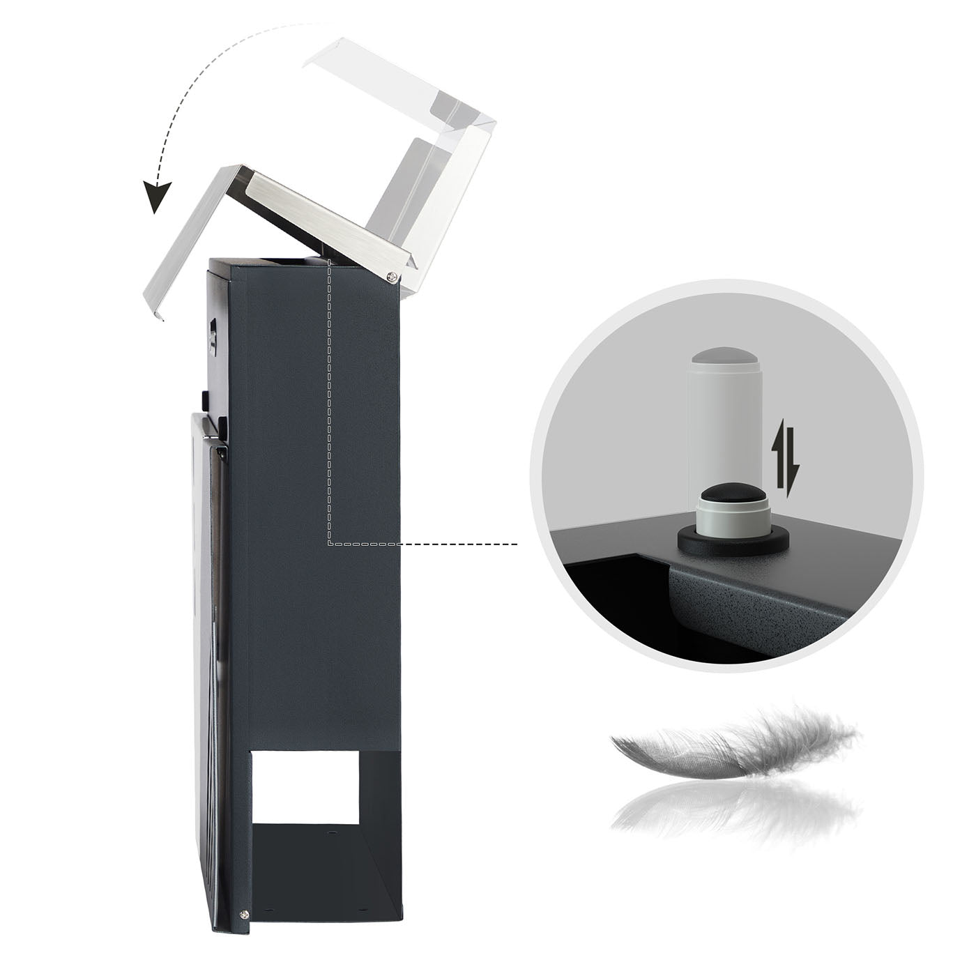 Large Wall-Mounted Locking Mailbox - Stainless Steel - Silver - with Viewing Windows and Keys