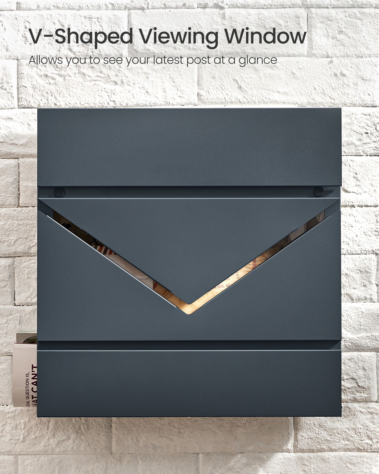 Wall-Mounted Mailbox - Steel - Anthracite Grey - With Lock and Viewing Window