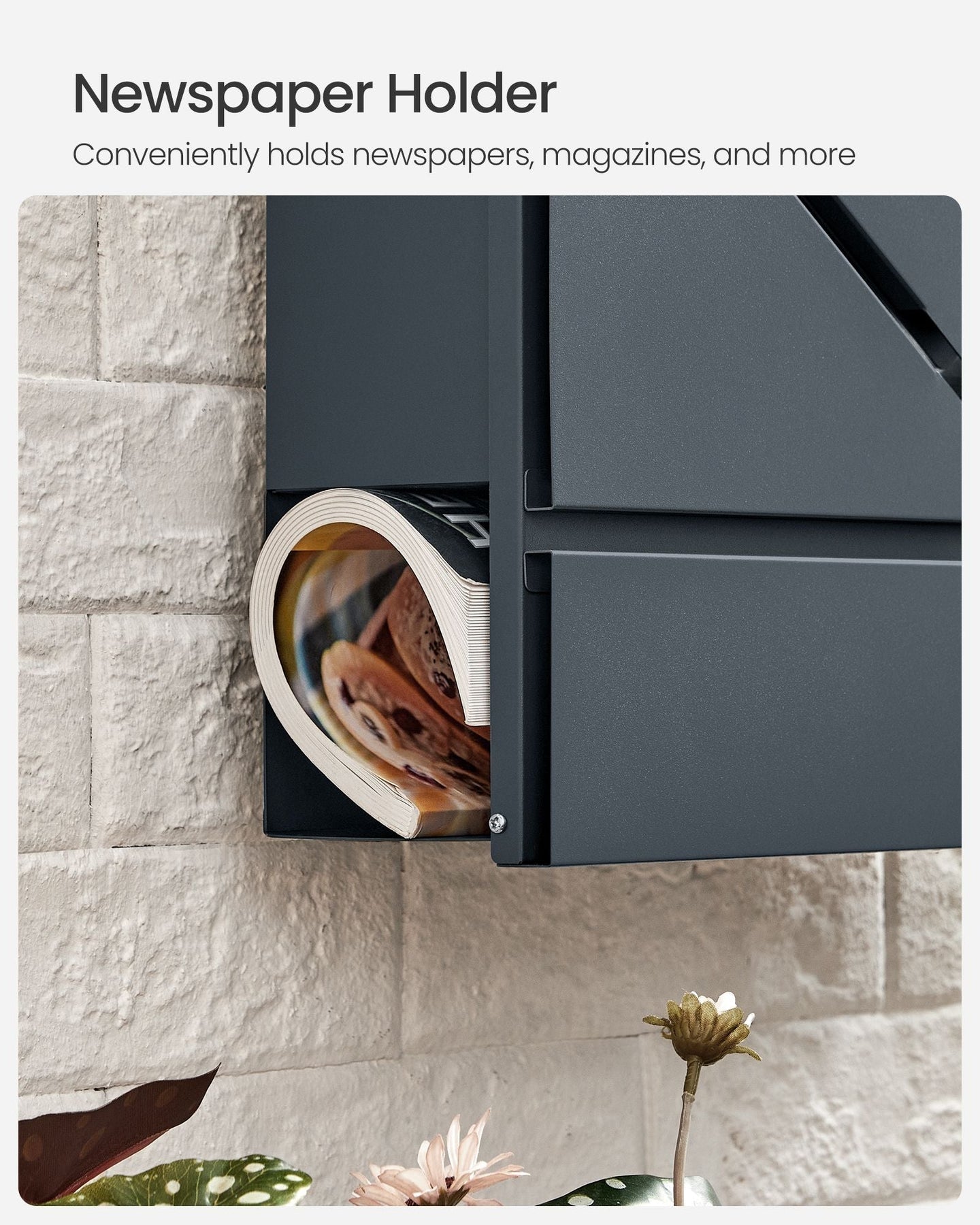 Wall-Mounted Mailbox - Steel - Anthracite Grey - With Lock and Viewing Window