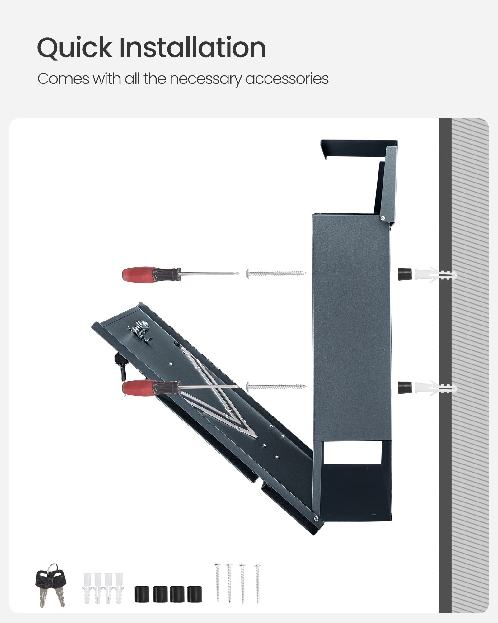 Wall-Mounted Mailbox - Steel - Anthracite Grey - With Lock and Viewing Window