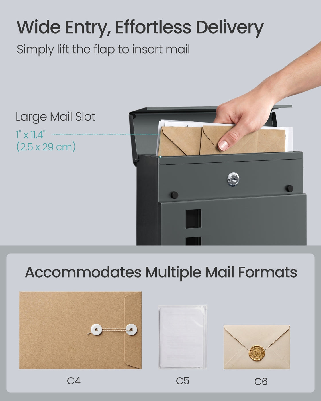 Modern Mailbox - 9.5L - Steel - Lockable