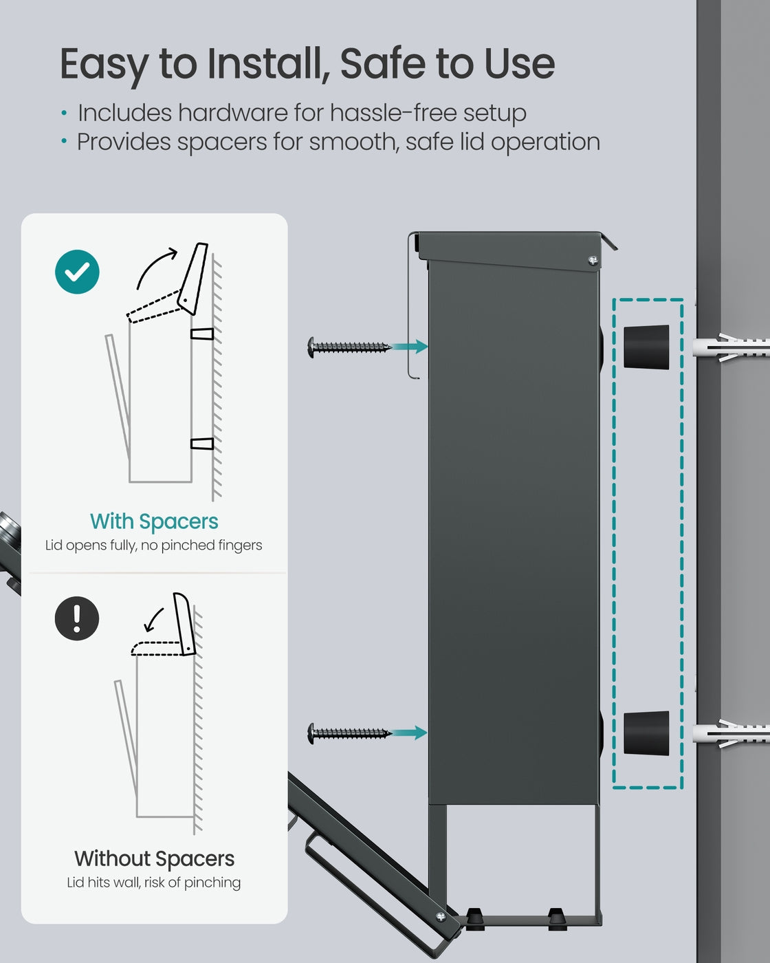 Modern Mailbox - 9.5L - Steel - Lockable