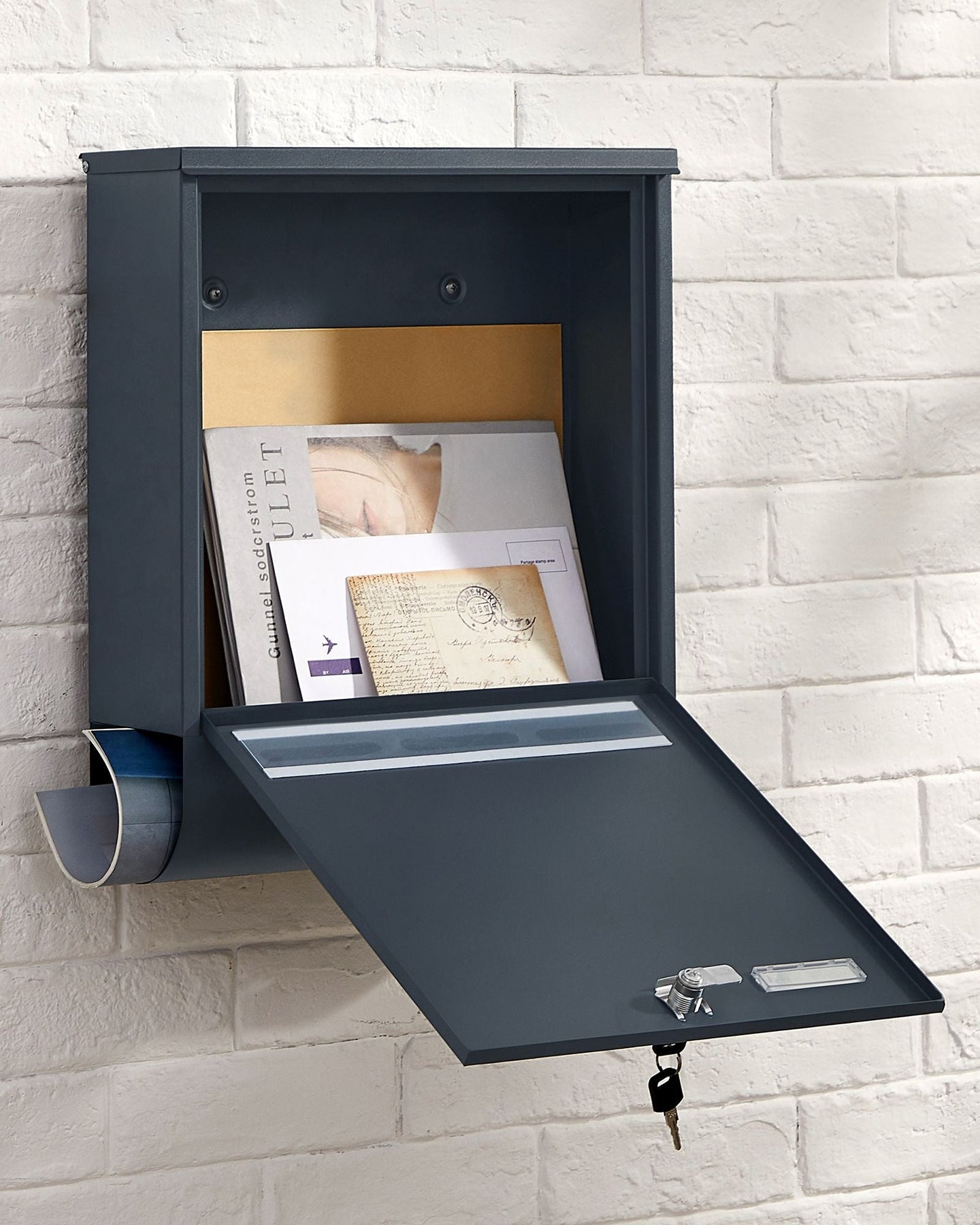 Wall-Mounted Letter Box - Metal - Anthracite Grey - Secure with Viewing Window and Newspaper Holder