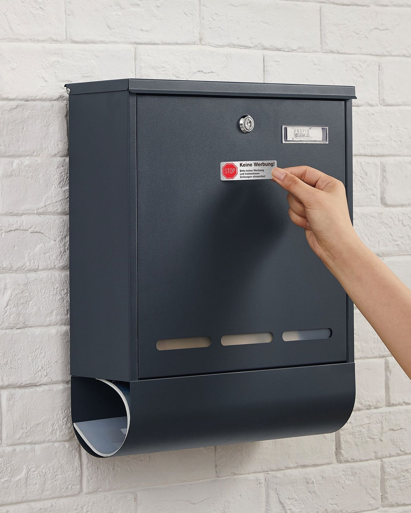 Wall-Mounted Letter Box - Metal - Anthracite Grey - Secure with Viewing Window and Newspaper Holder