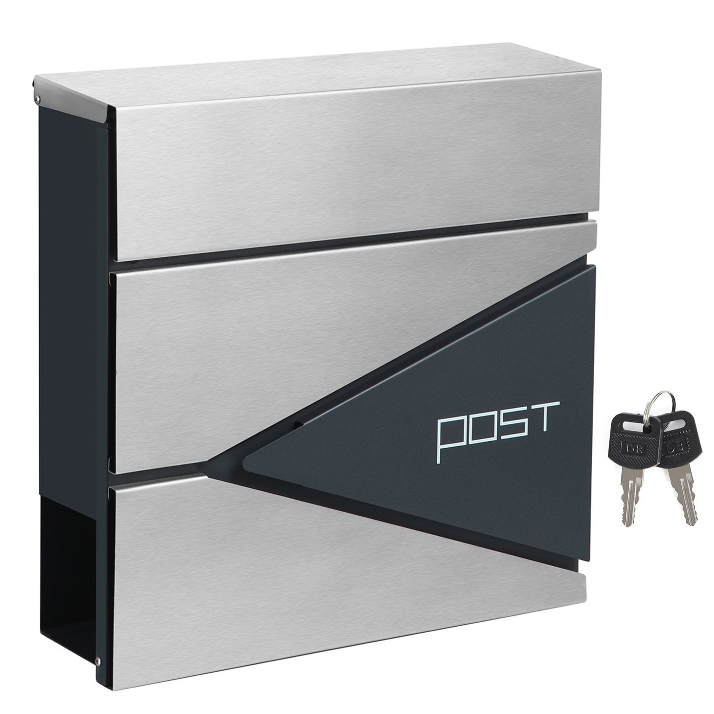 Lockable Wall-Mounted Mailbox - Steel - Anthracite Grey - with Newspaper Holder