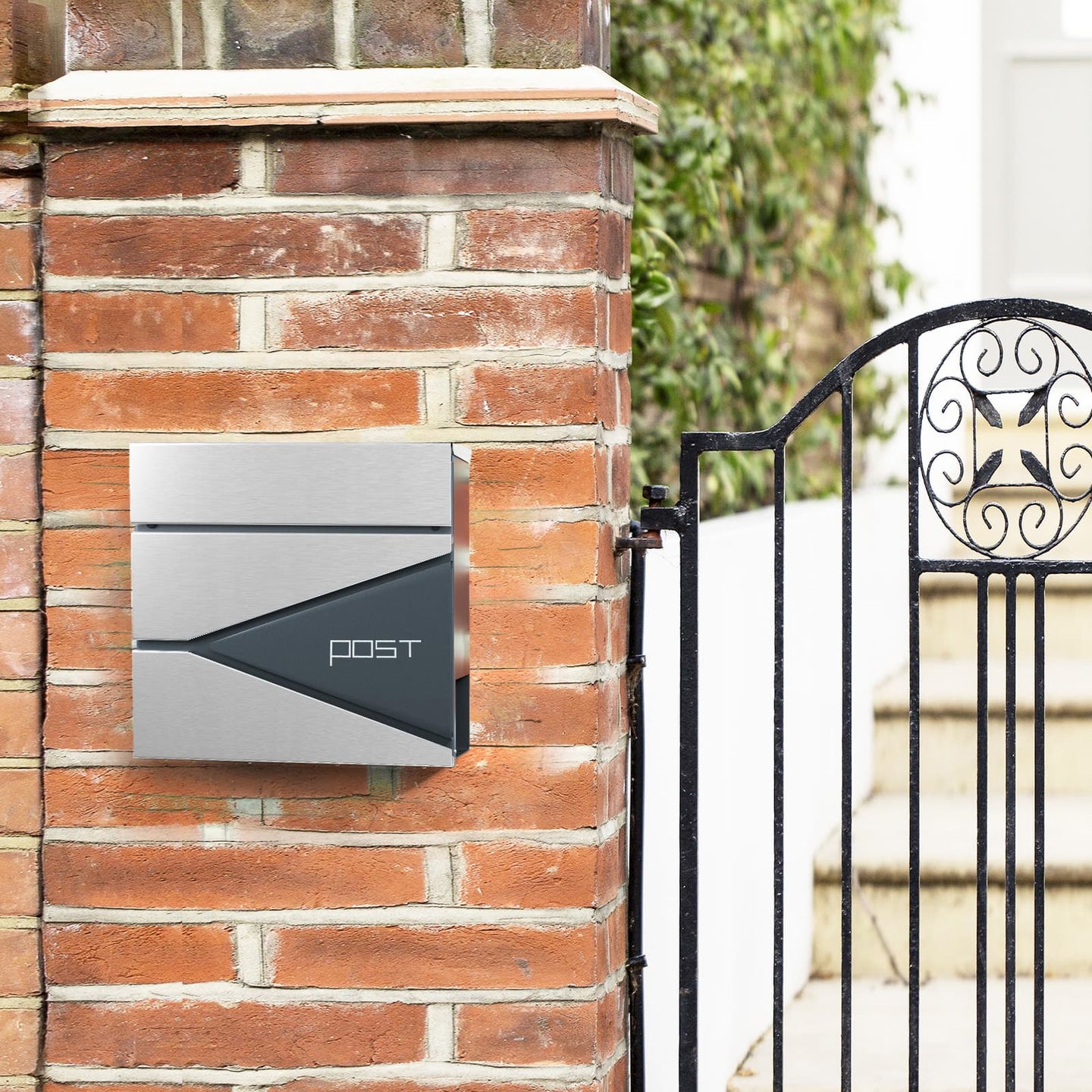 Lockable Wall-Mounted Mailbox - Steel - Anthracite Grey - with Newspaper Holder
