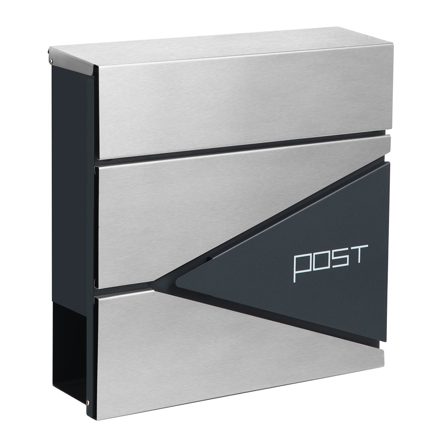 Lockable Wall-Mounted Mailbox - Steel - Anthracite Grey - with Newspaper Holder