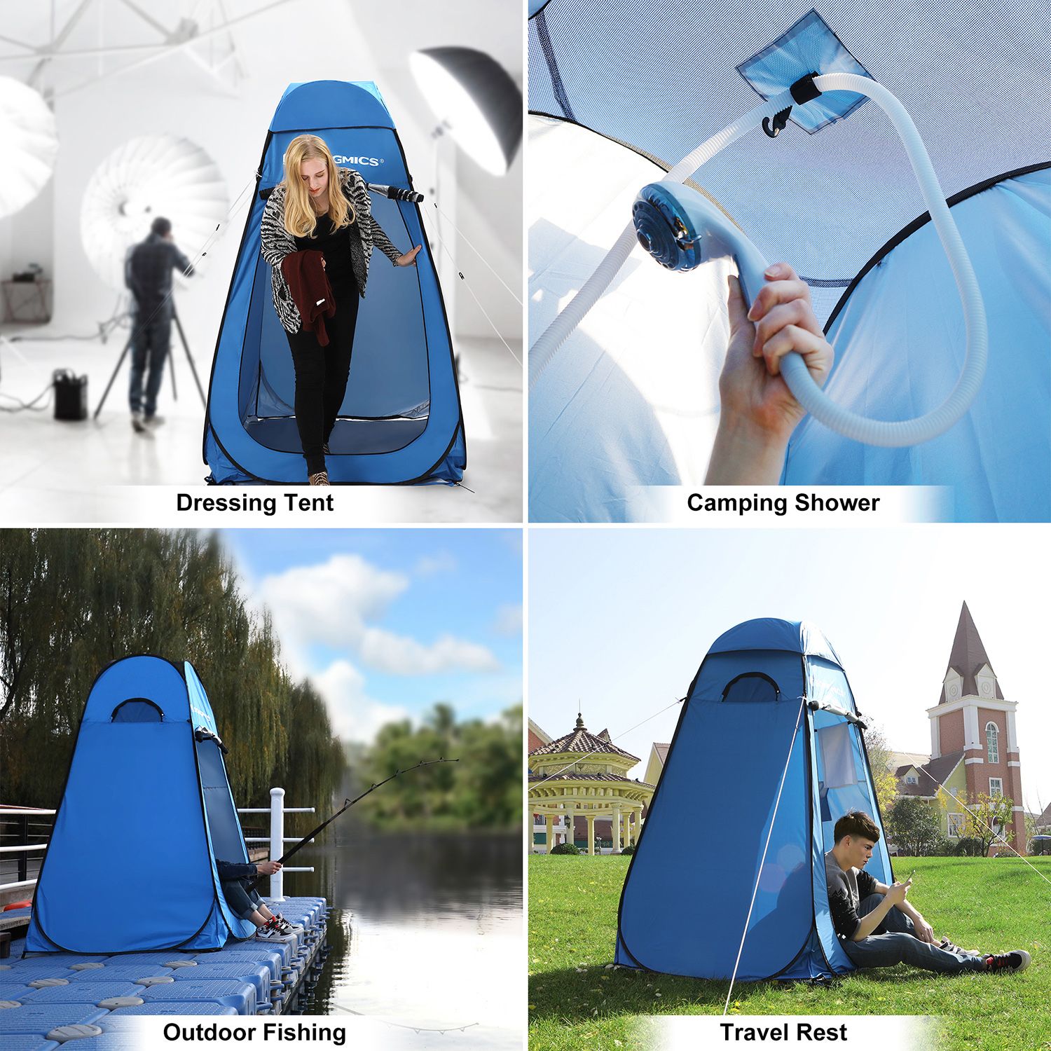 Portable Pop-Up Tent - Fabric - Blue - Dressing Room Privacy Shelter for Outdoor Use