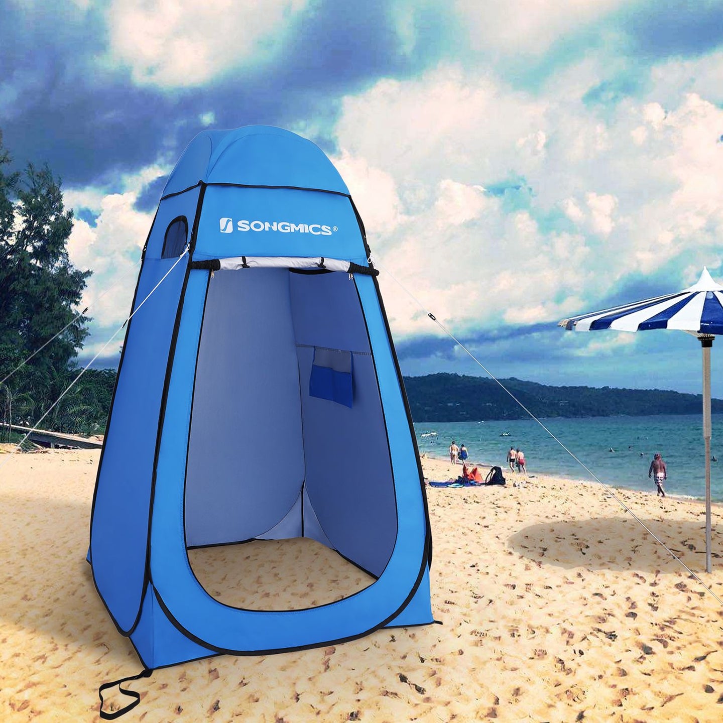 Portable Pop-Up Tent - Fabric - Blue - Dressing Room Privacy Shelter for Outdoor Use