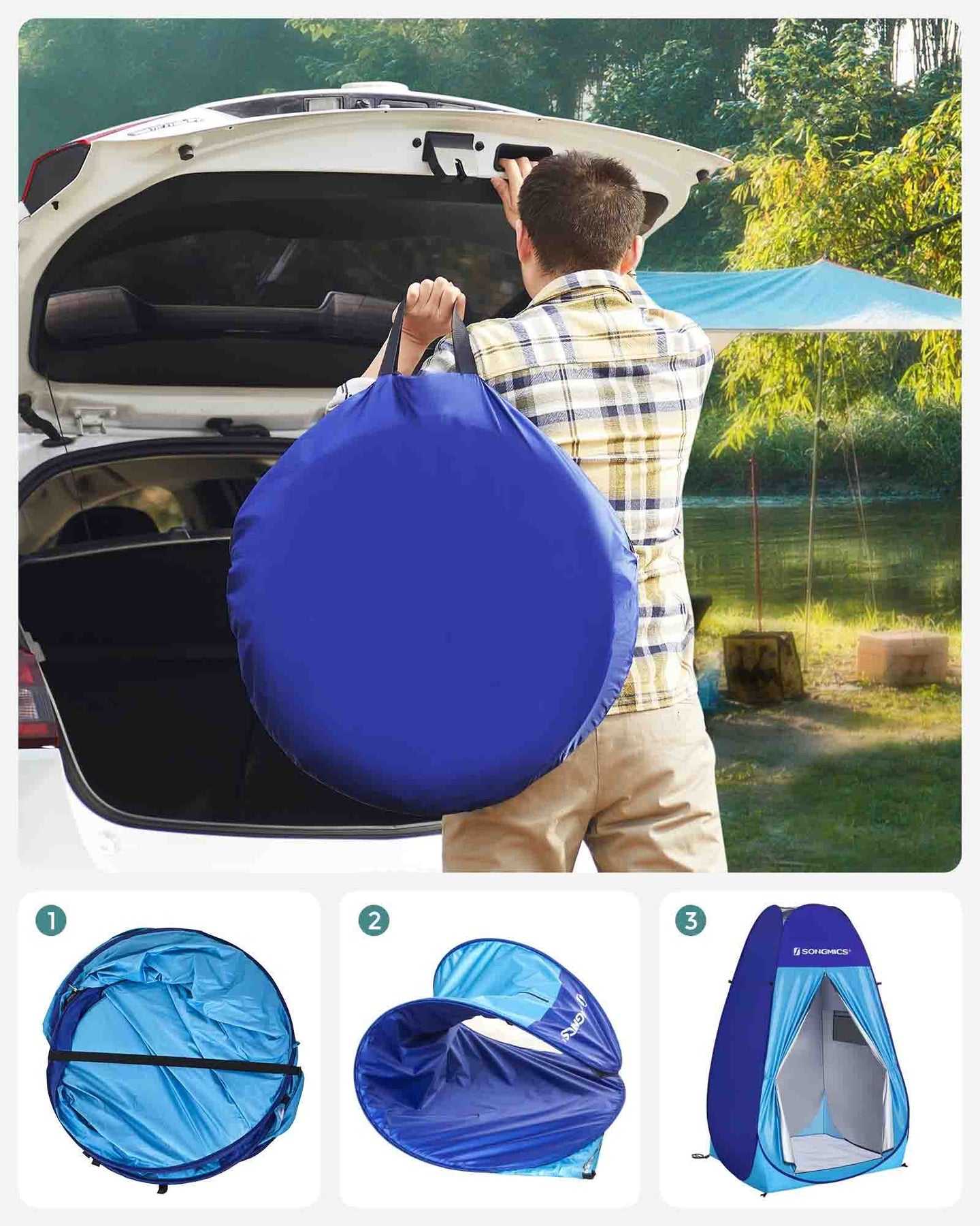 Privacy Tent - Portable Fabric - Blue - Pop-Up Design for Outdoor Use