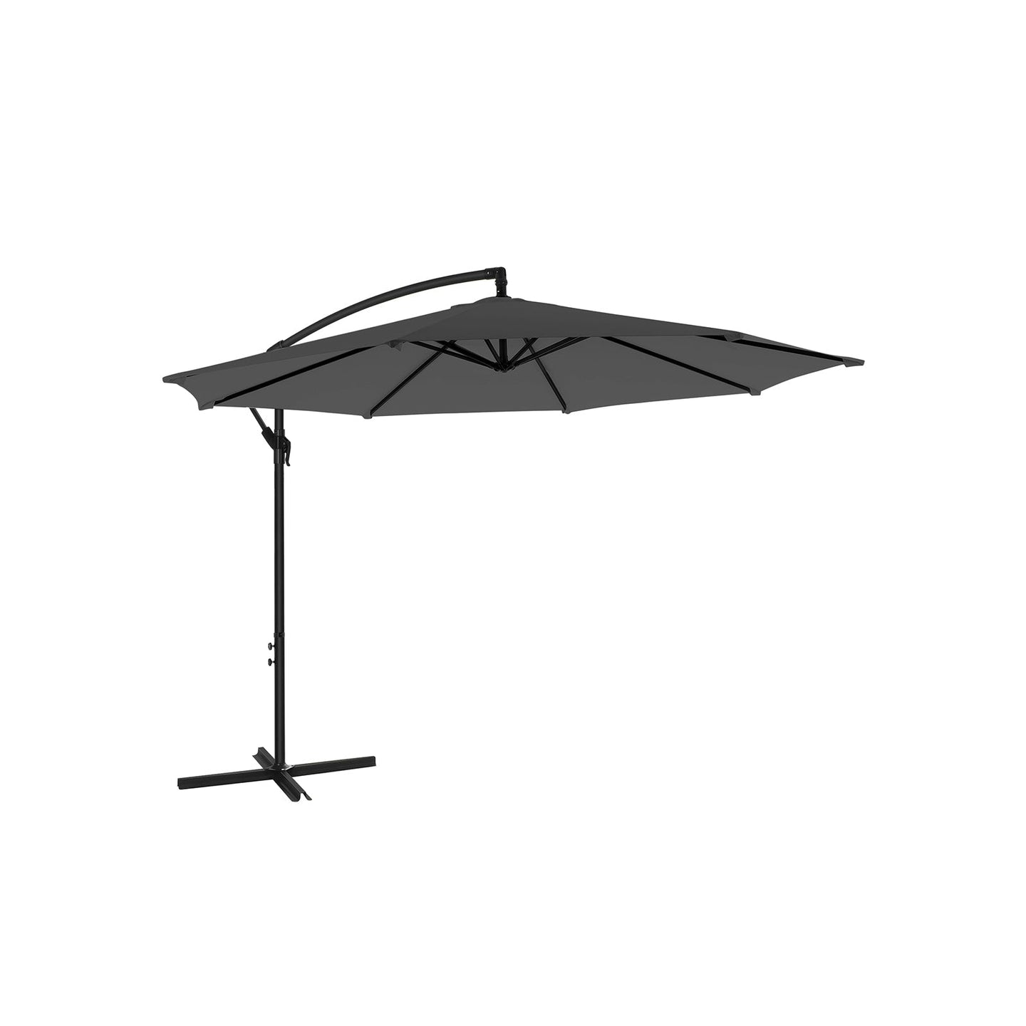 Cantilever Umbrella - Fabric - Grey - Offset Design with Crank and UPF 50+ Protection