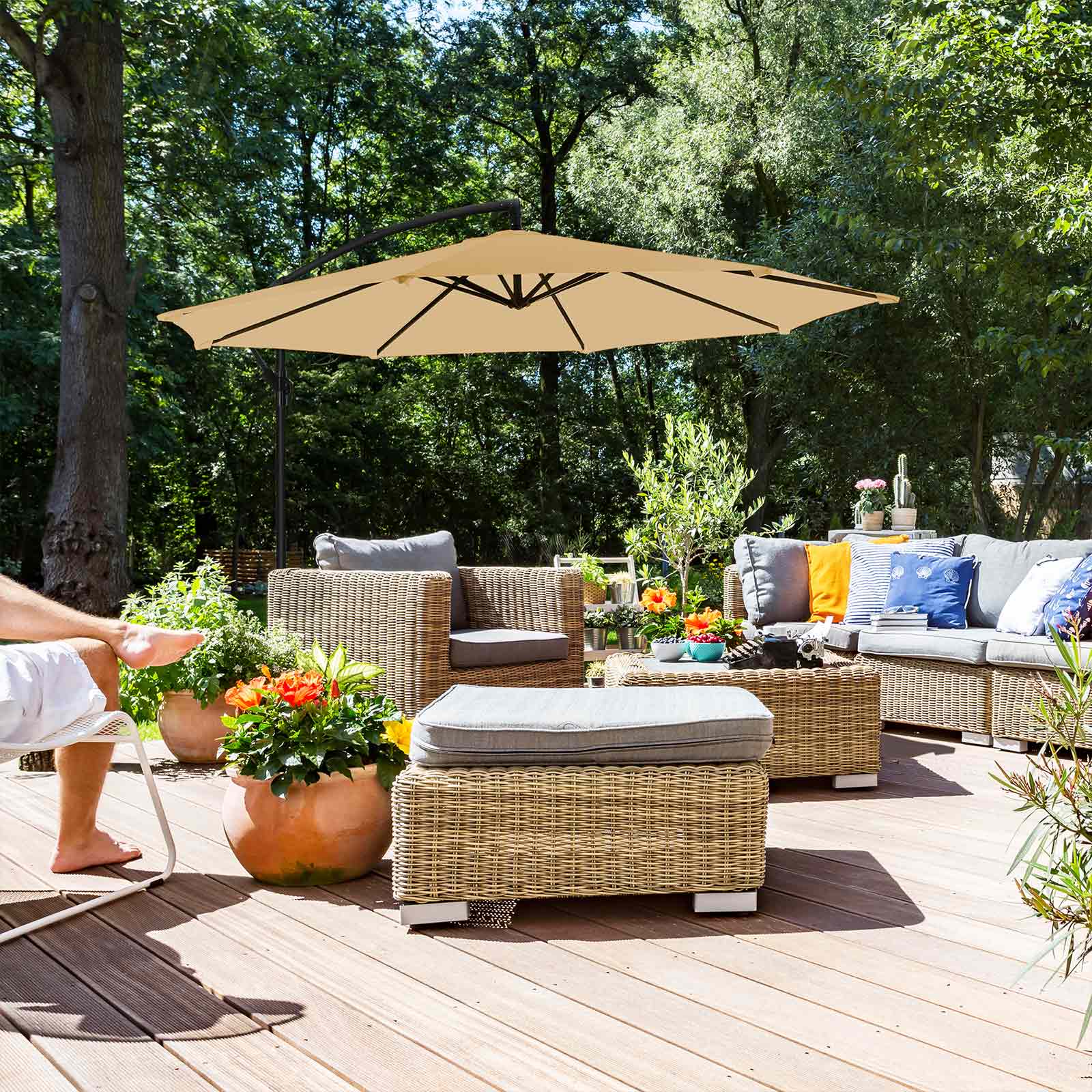 Large Cantilever Parasol - Fabric - Taupe
