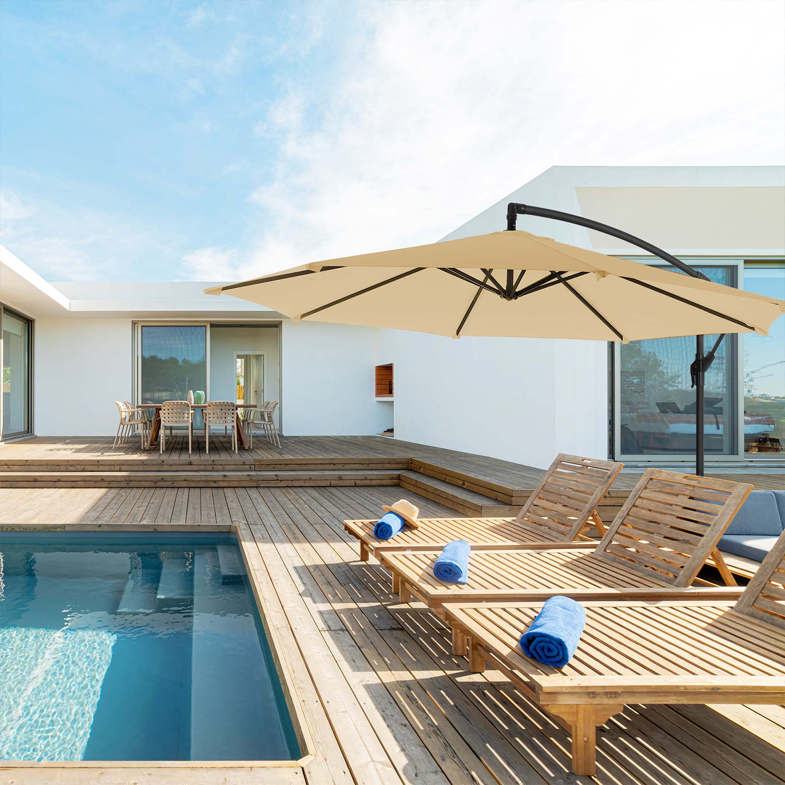 Large Cantilever Parasol - Fabric - Taupe