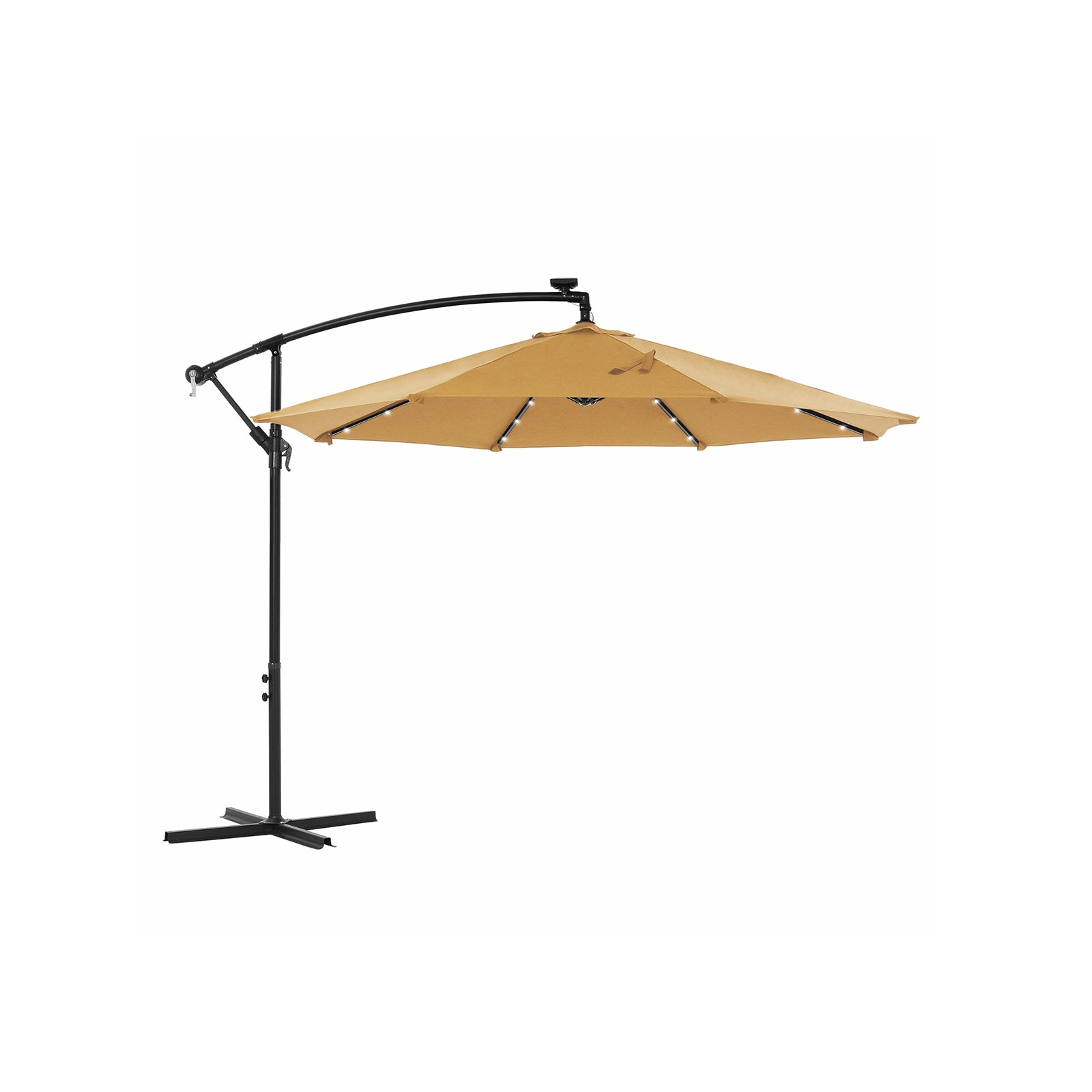 Cantilever Parasol - Fabric - Grey - Solar-Powered LED Lights
