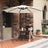 Cantilever Garden Patio Parasol - Fabric - Beige - Solar-Powered LED Lights