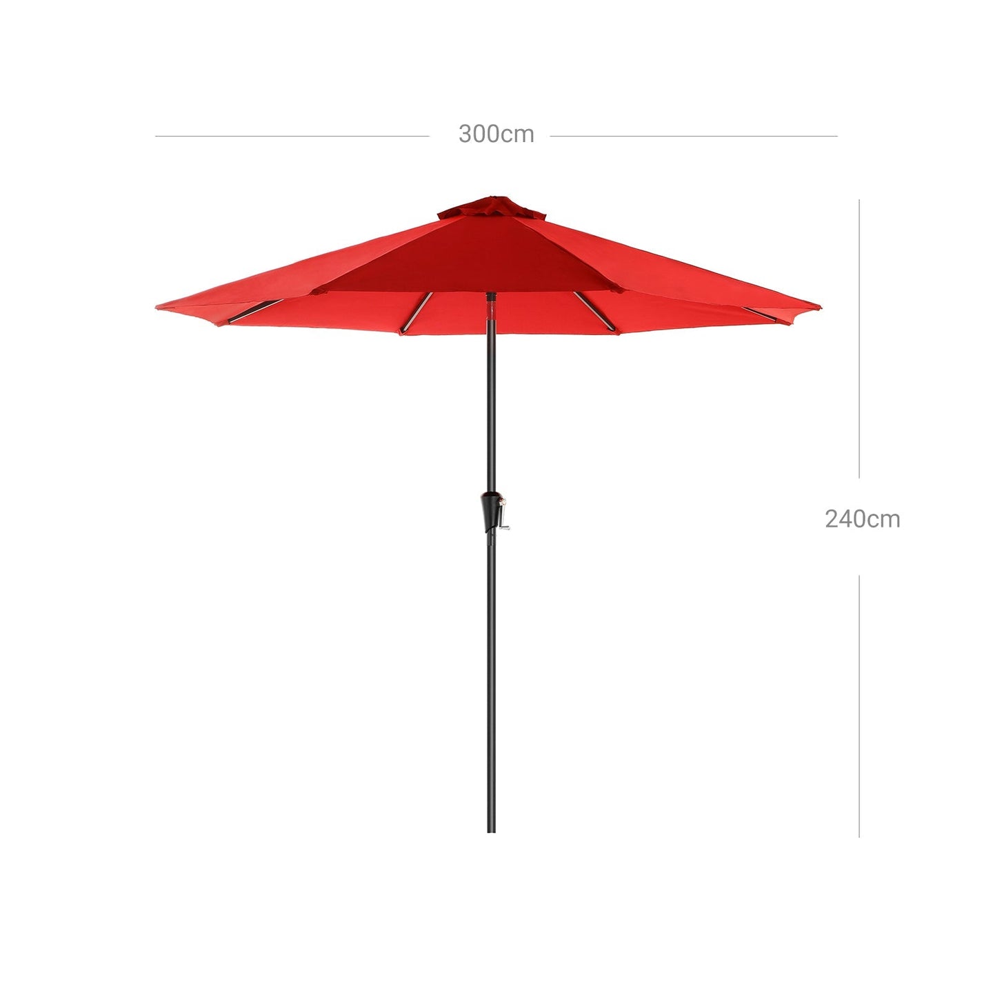 Patio Sun Umbrella - Polyester - Red - UV50+