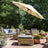 Garden Parasol Umbrella - Fabric - Beige - Solar-Powered LED Lights