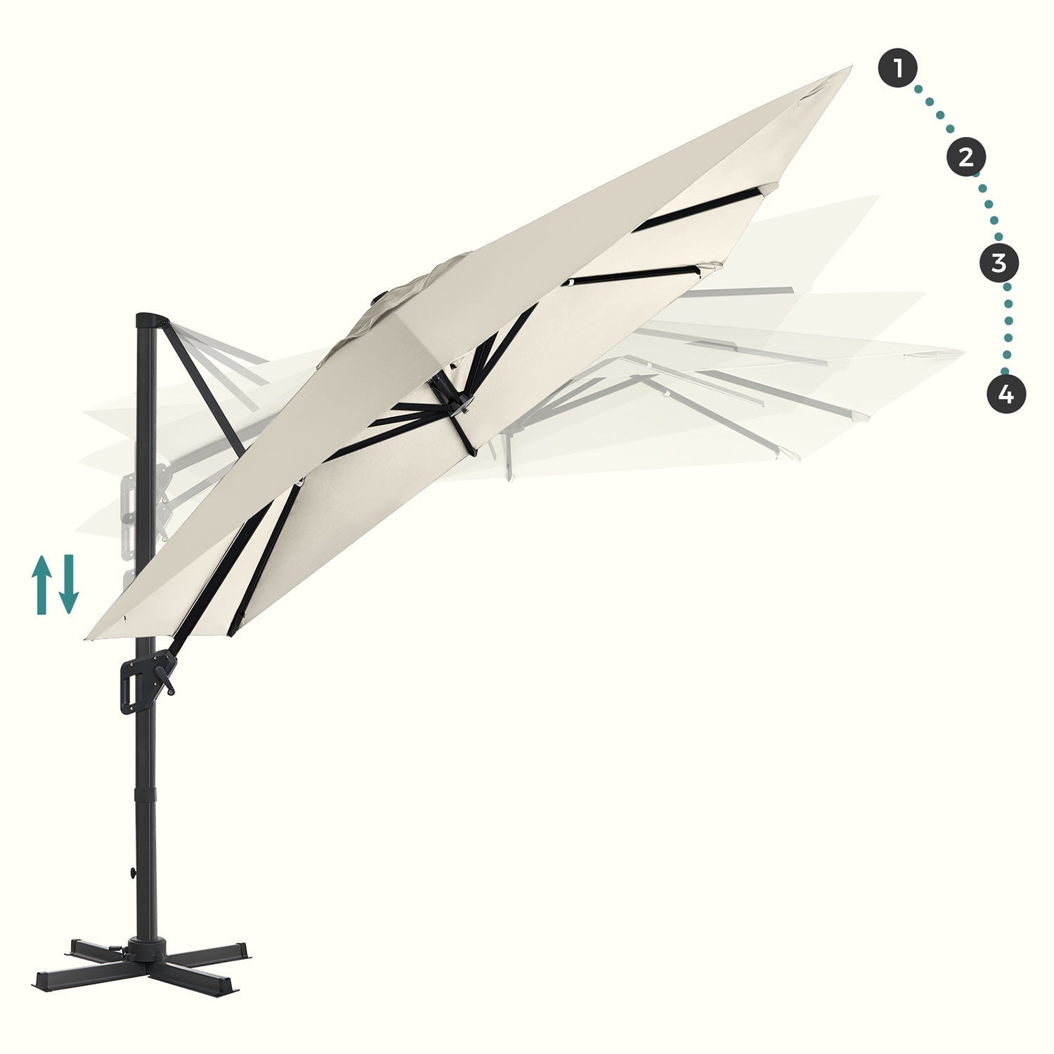 Cantilever Parasol - Fabric - Beige - 3 x 3 m