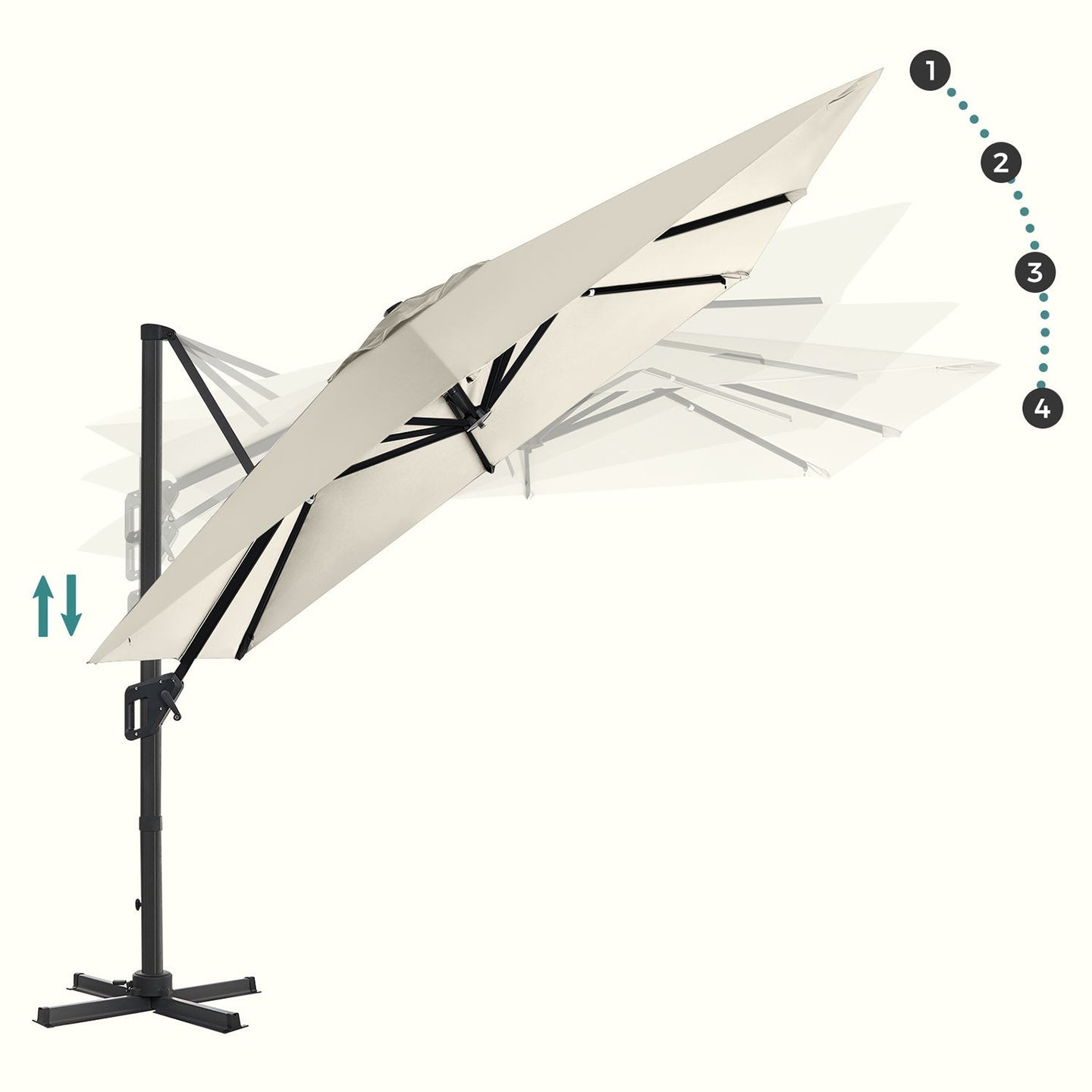 Cantilever Parasol - Fabric - Beige - 3 x 3 m
