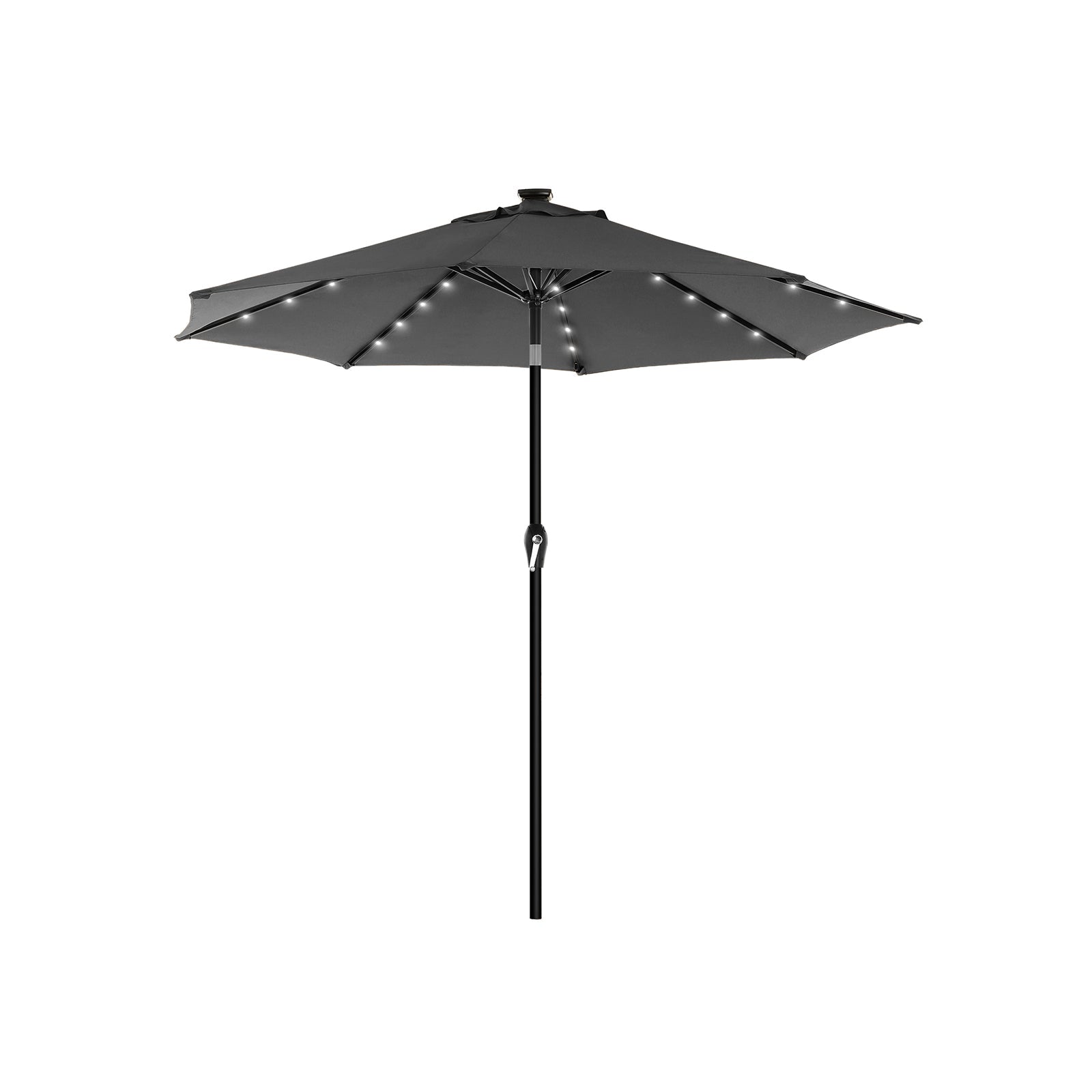 Garden Parasol Umbrella - Fabric - Grey - Solar-Powered LED Lights