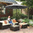 Garden Parasol Umbrella - Fabric - Grey - Solar-Powered LED Lights
