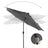 Garden Parasol Umbrella - Fabric - Grey - Solar-Powered LED Lights