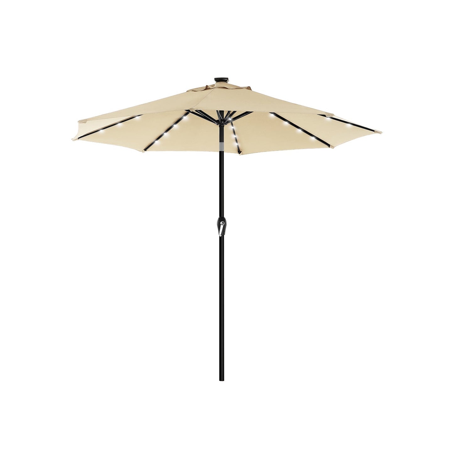 Patio Parasol Umbrella - Polyester - Beige - 2.7 m with Solar-Powered LED Lights