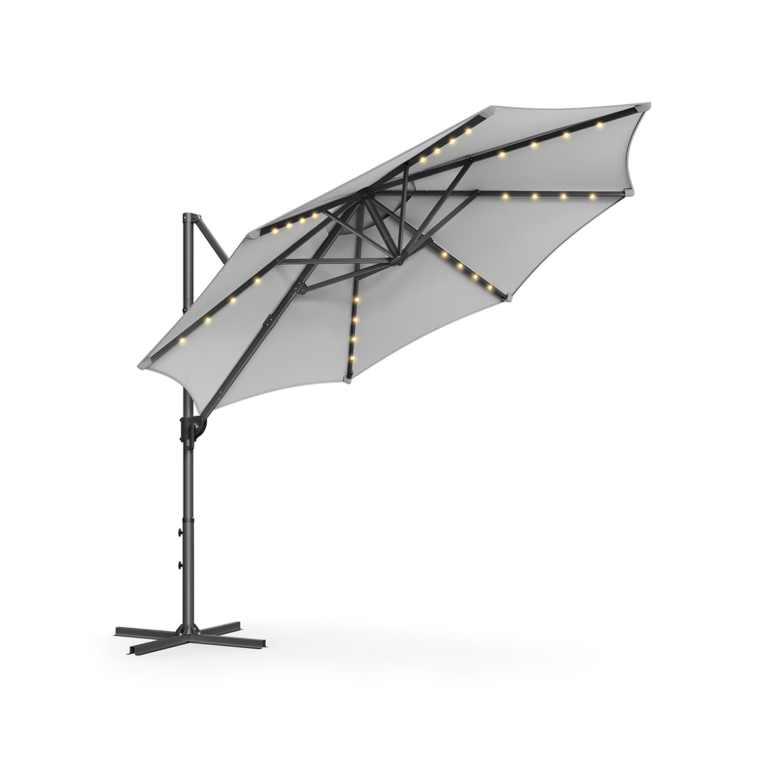 Garden Parasol Umbrella - Fabric - Multicolor - 28 Solar Powered LED Lights