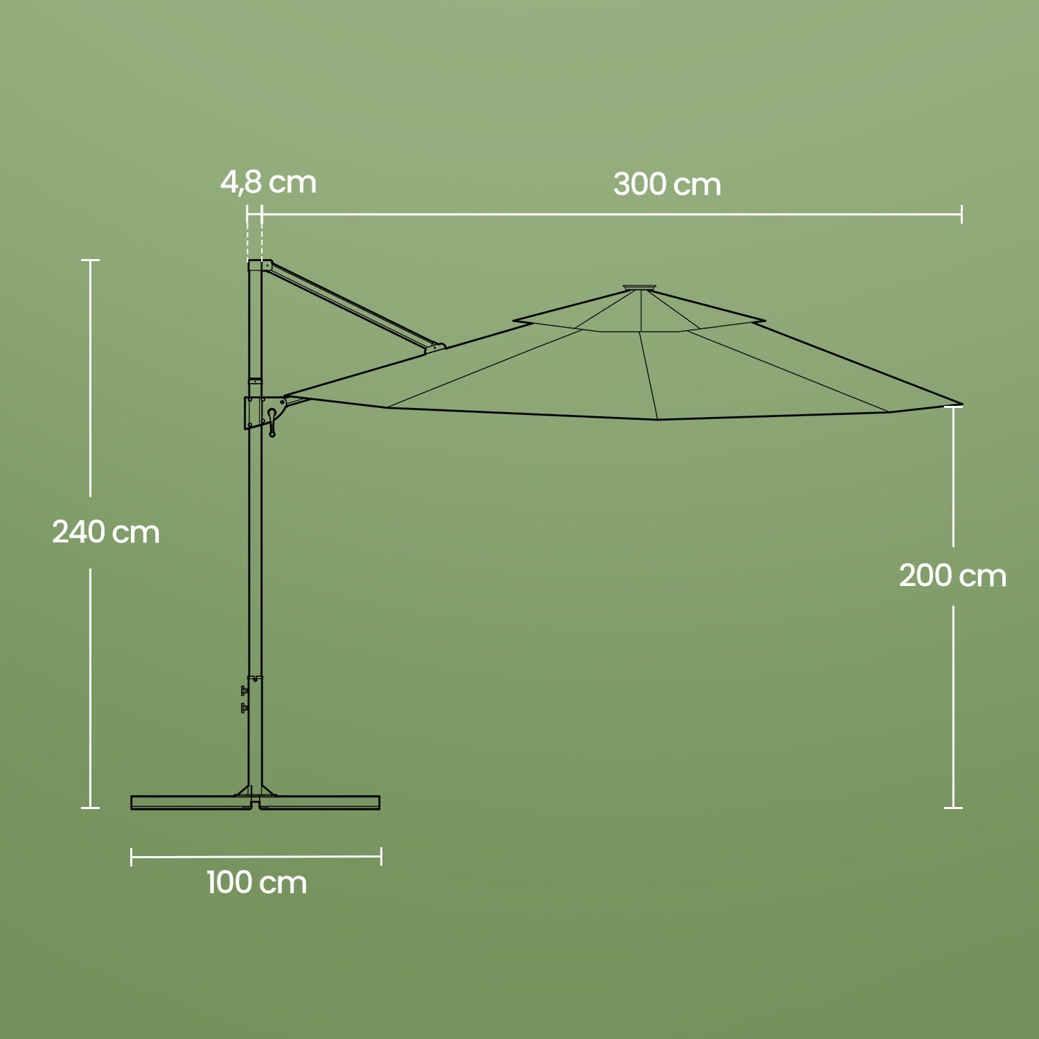 Patio Parasol - Fabric - Dove Grey - 3 m