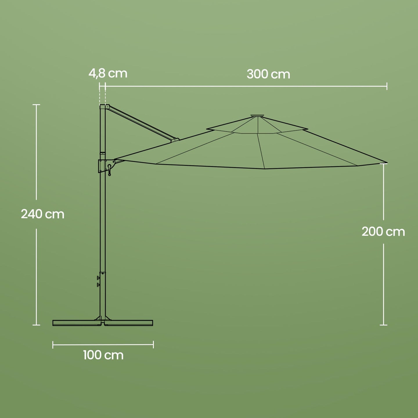 Patio Parasol - Fabric - Dove Grey - 3 m