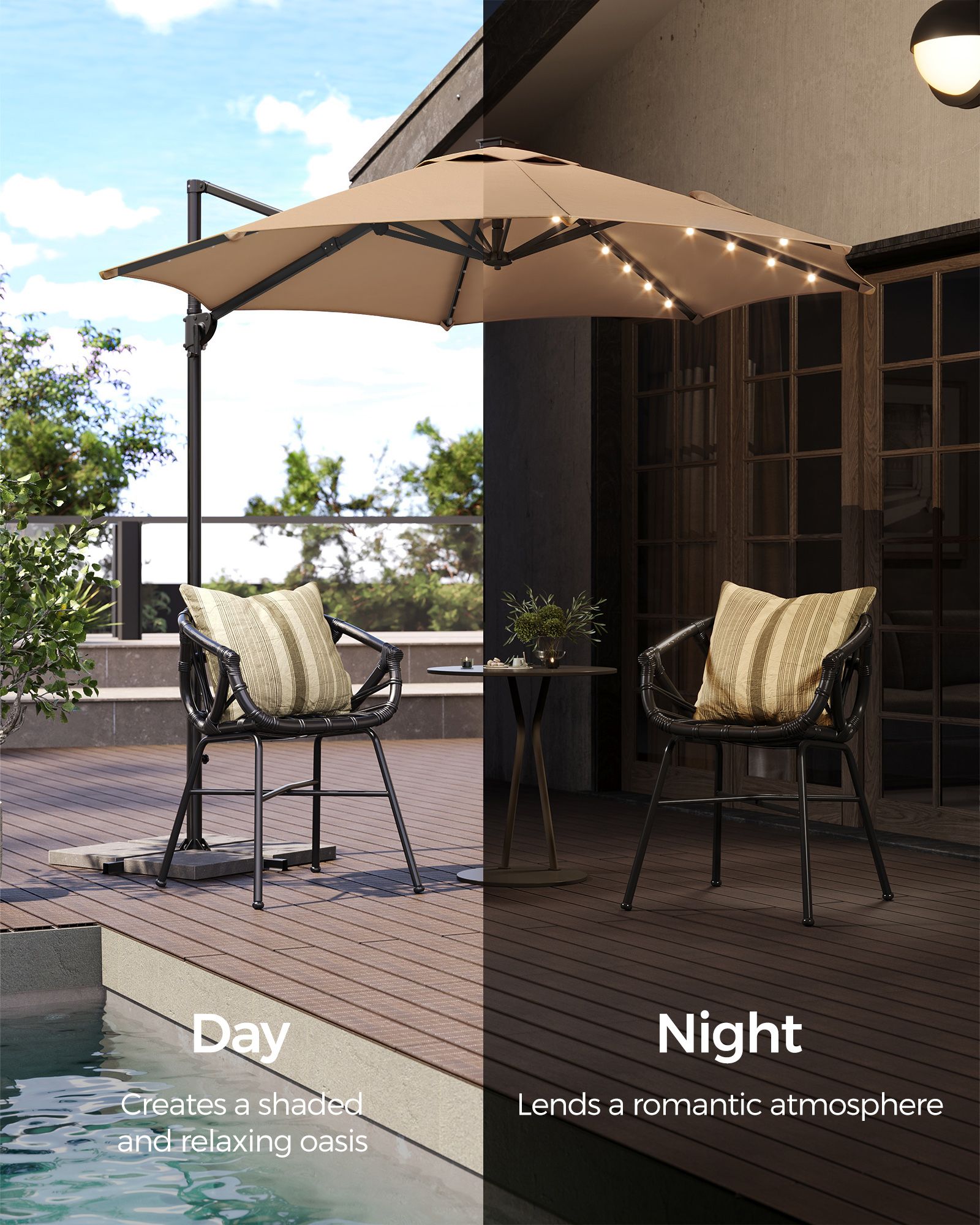 Garden Parasol Umbrella - Fabric - Camel Brown - 3 m