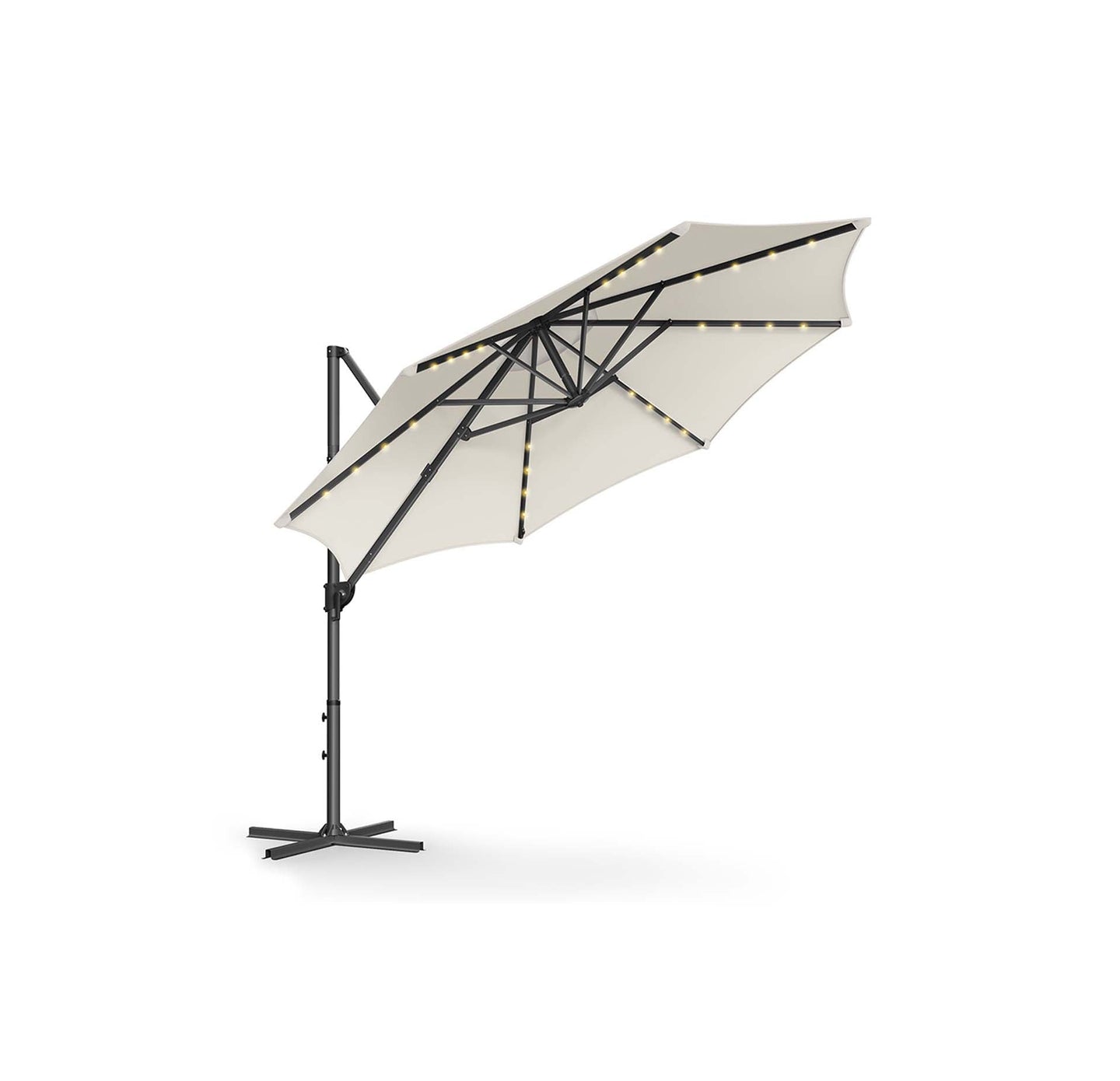 Garden Parasol Umbrella - Fabric - Multicolor - 28 Solar Powered LED Lights