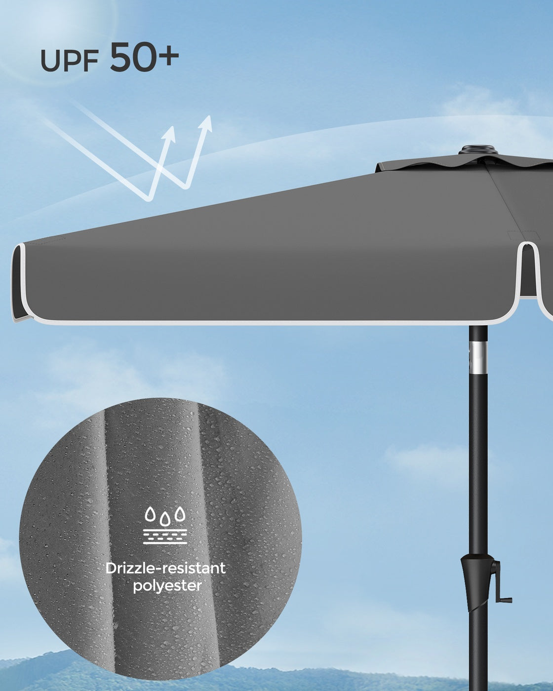 Patio Umbrella - 2 x 1.5m - Steel Frame - UPF 50+