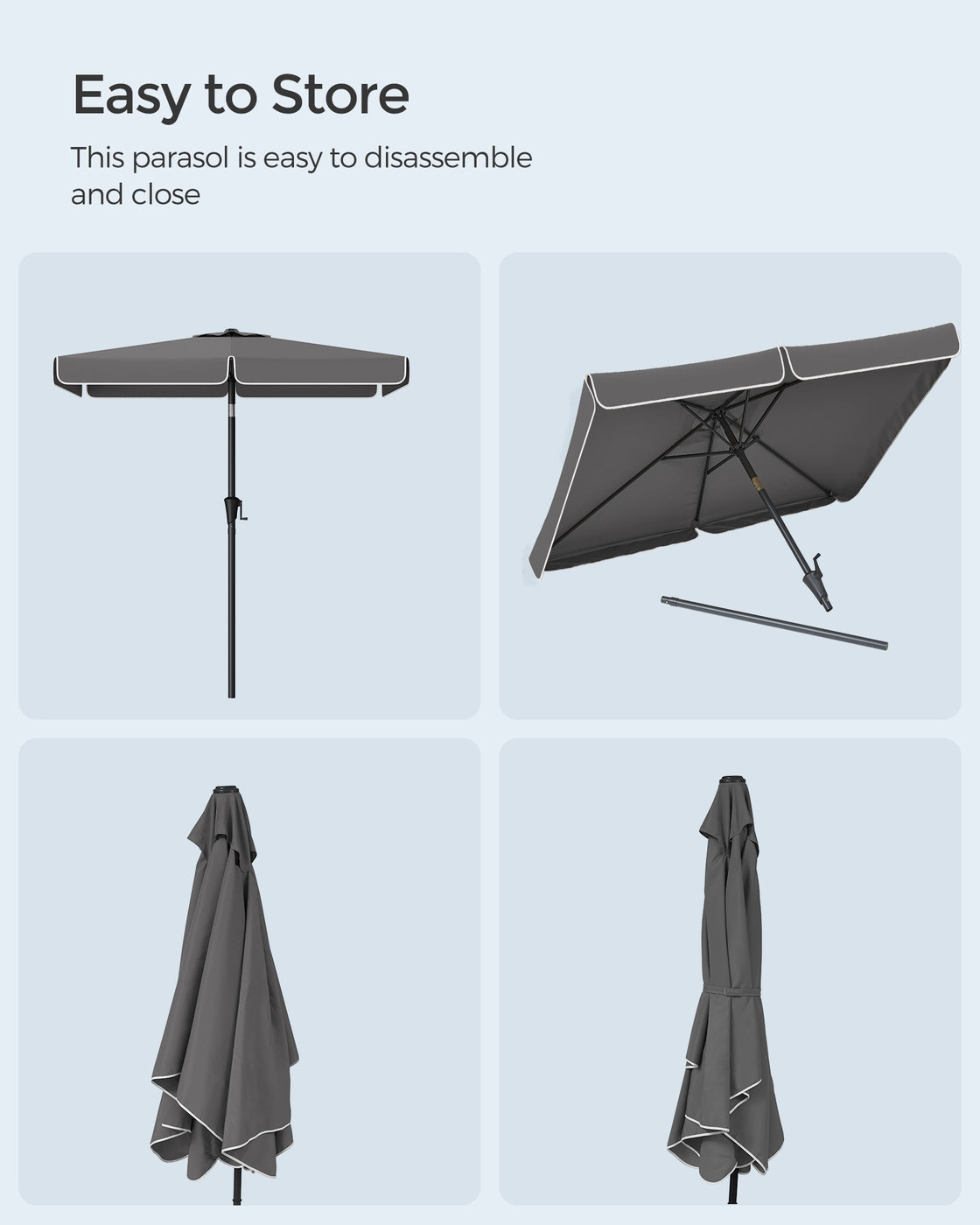Patio Umbrella - 2 x 1.5m - Steel Frame - UPF 50+