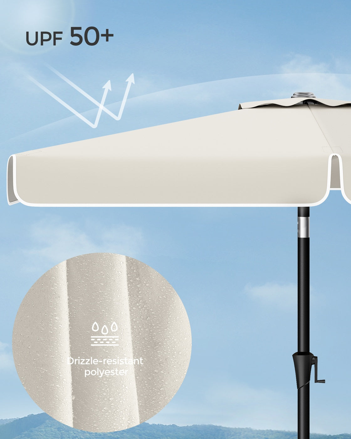 Patio Umbrella - 2 x 1.5m - Steel Frame - UPF 50+