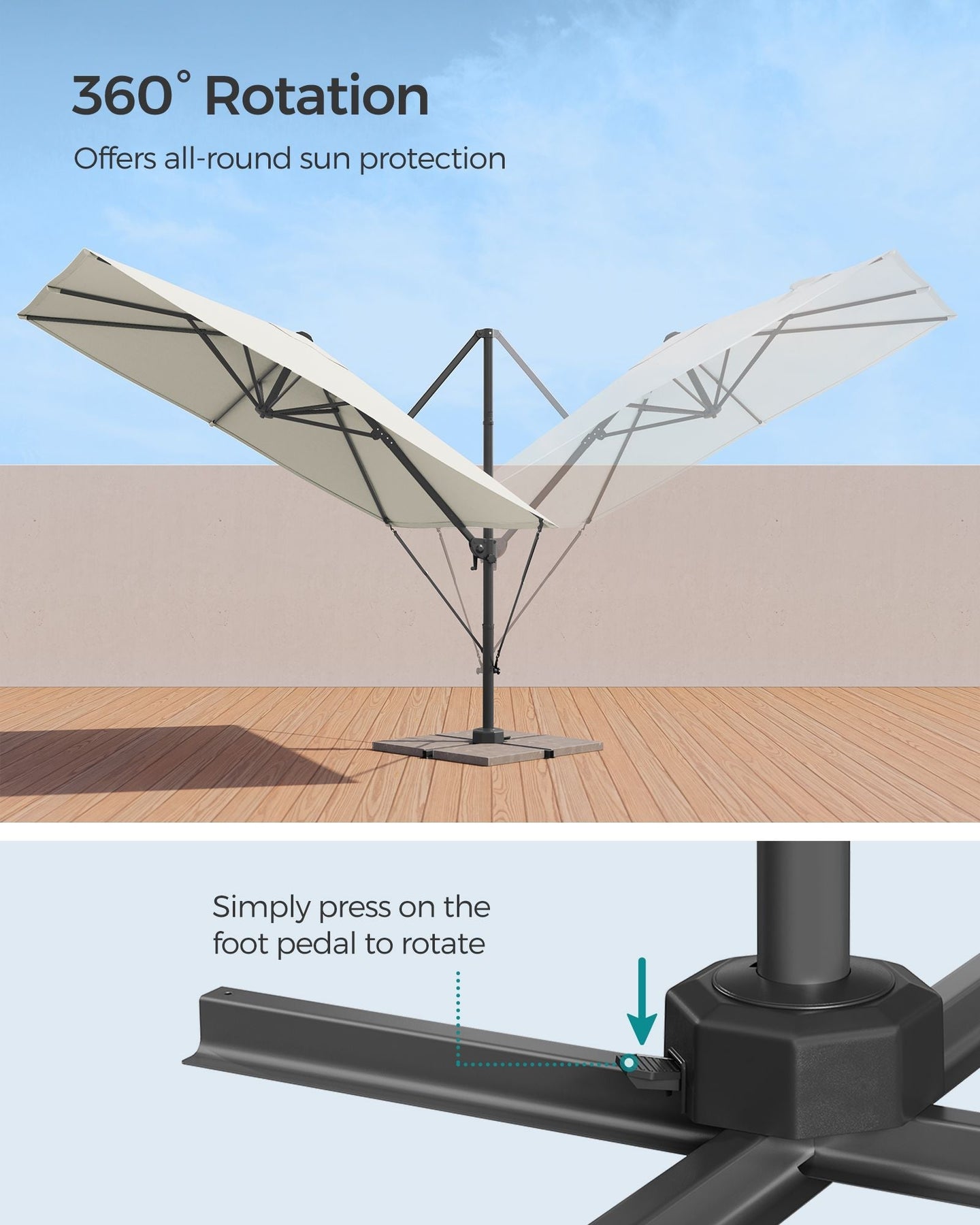 Cantilever Garden Parasol - 2.7 x 2.7 m - Fabric - UPF 50+