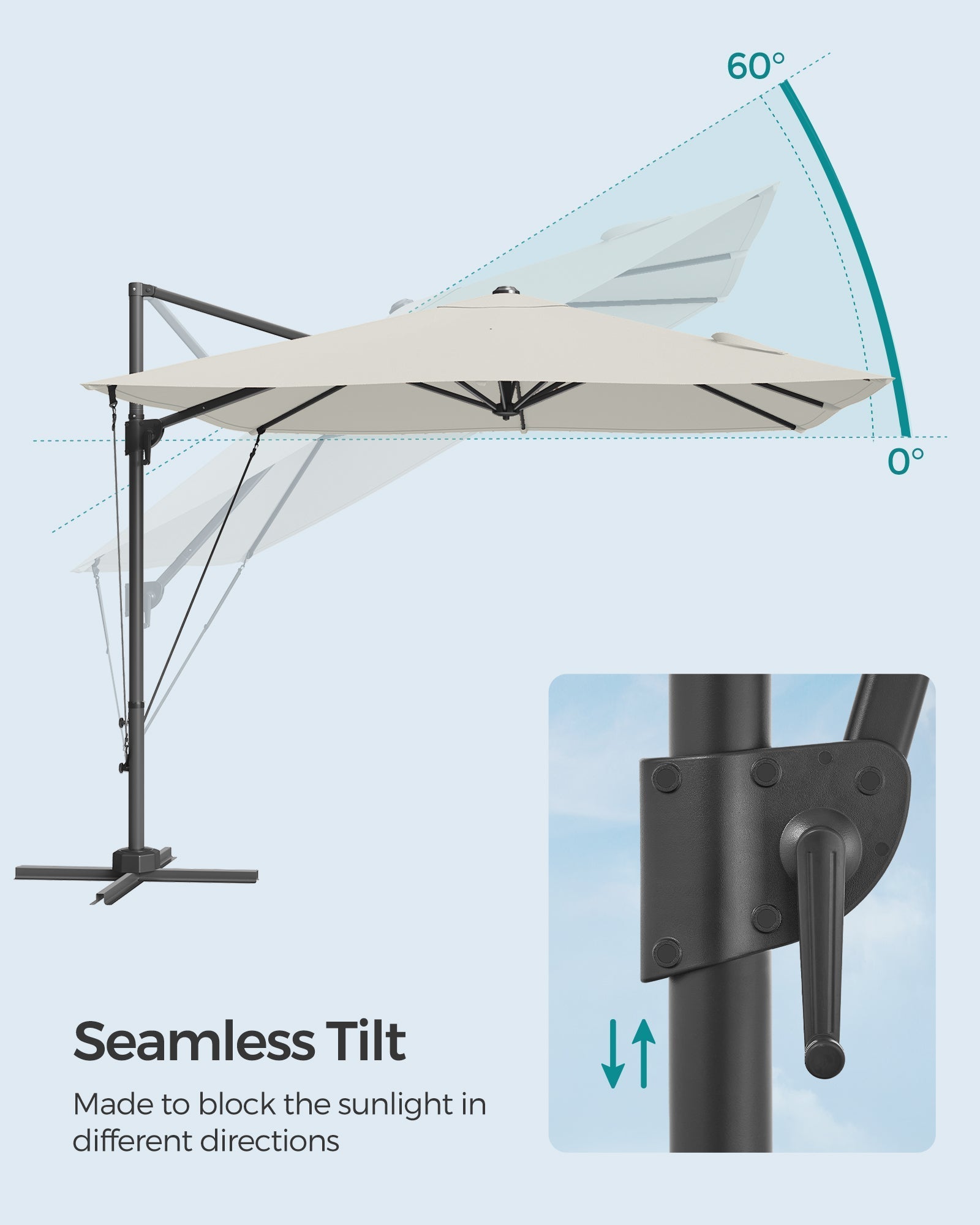 Cantilever Garden Parasol - 2.7 x 2.7 m - Fabric - UPF 50+