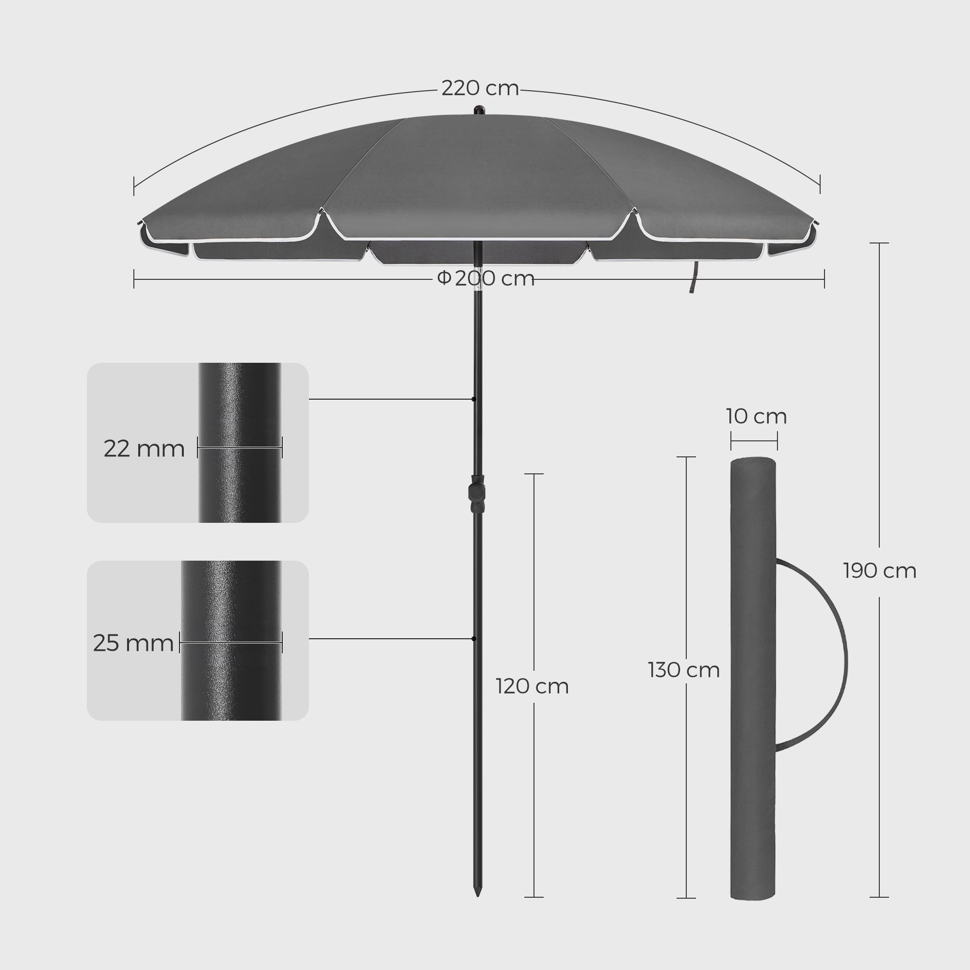 Beach Umbrella - Polyester - Taupe