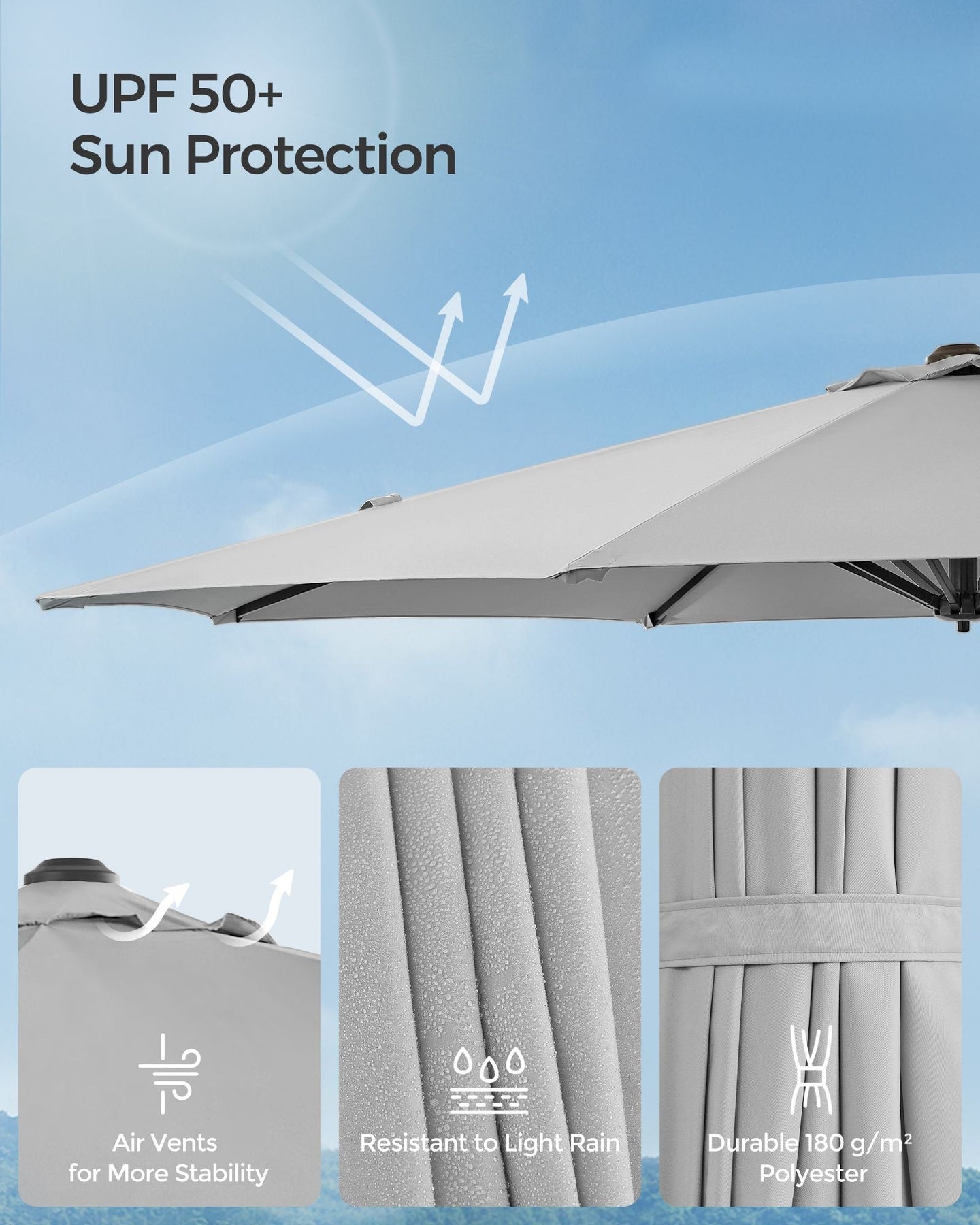 Garden Parasol - Fabric - Dove Grey - UPF 50+