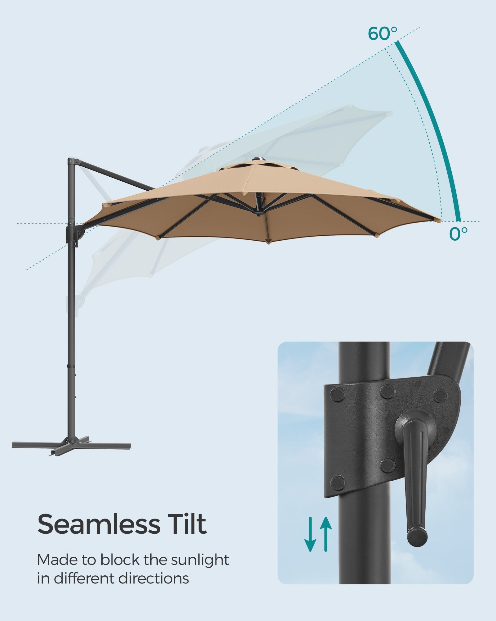 Garden Parasol - Fabric - Camel Brown - UPF 50+