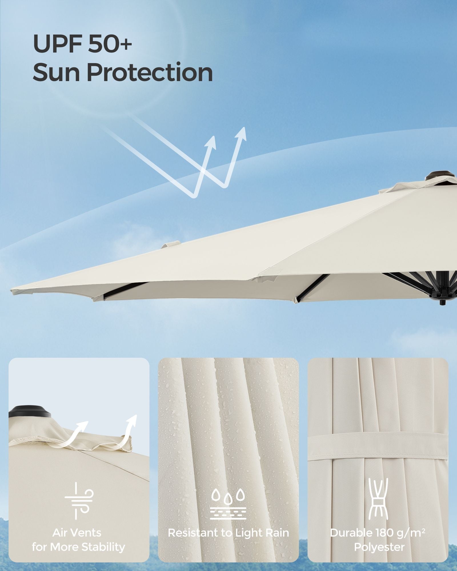 Garden Parasol - Fabric - Cream White - UPF 50+
