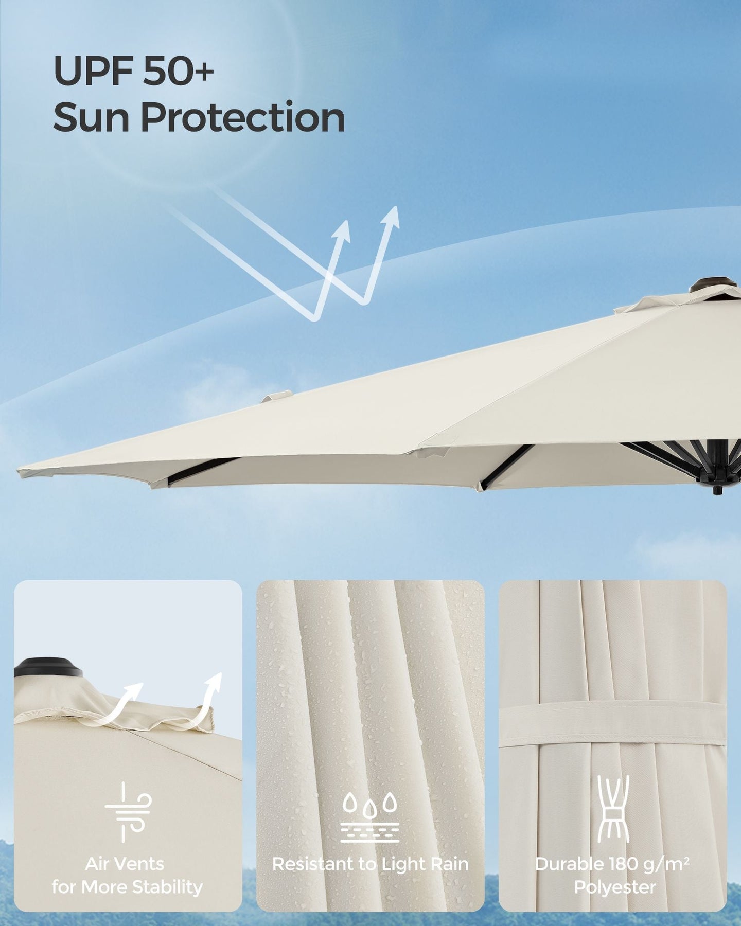 Garden Parasol - Fabric - Cream White - UPF 50+